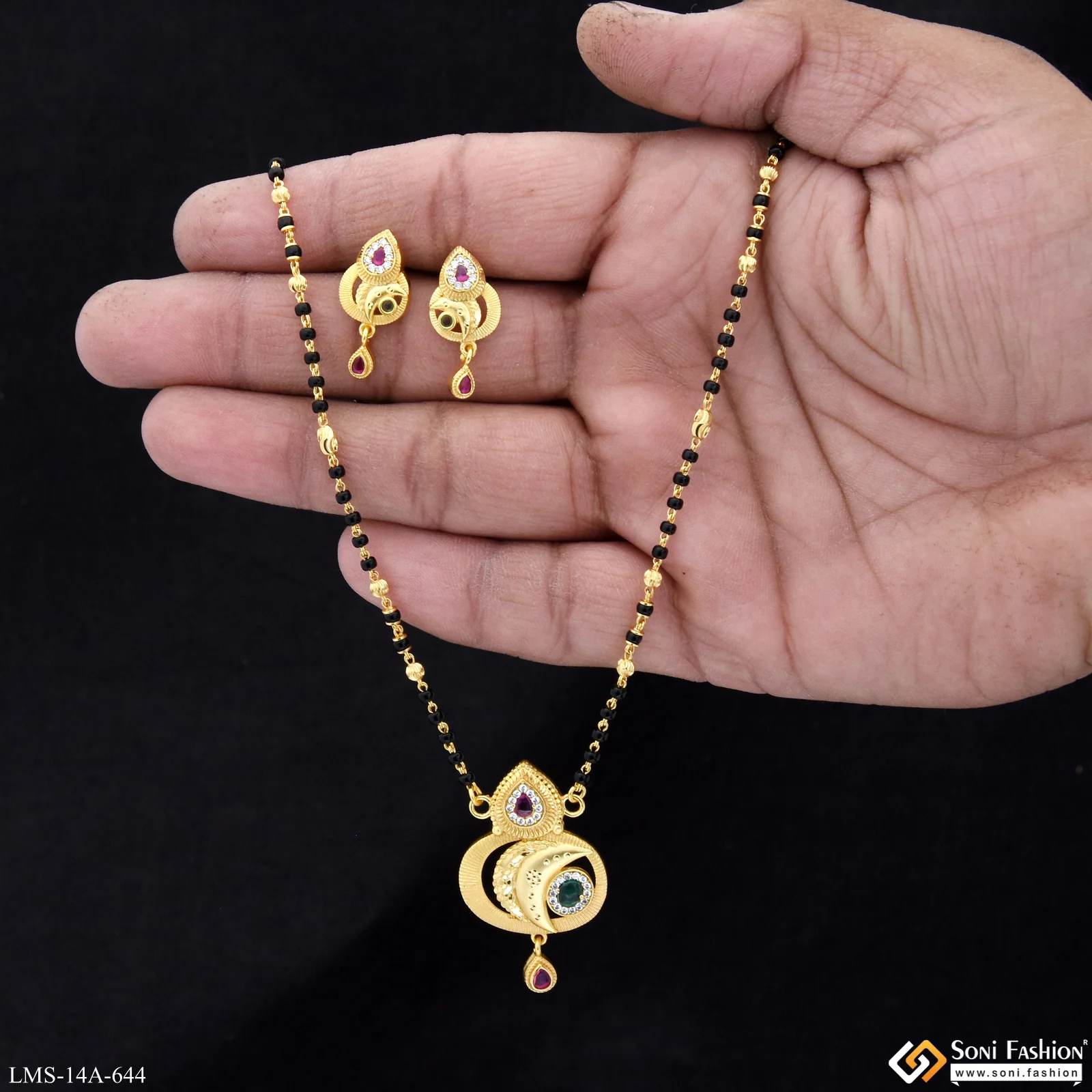 Lovely Design Gold Plated Mangalsutra Set for Women - Style A644 - Image 2