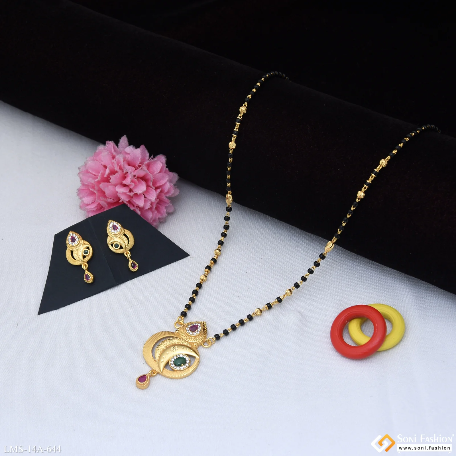 Lovely Design Gold Plated Mangalsutra Set for Women - Style A644 - Image 3