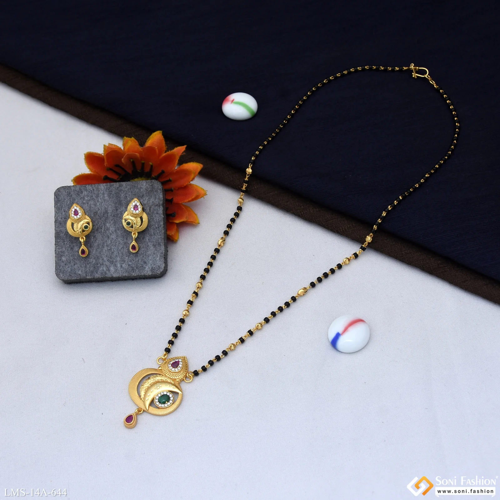 Lovely Design Gold Plated Mangalsutra Set for Women - Style A644 - Image 4