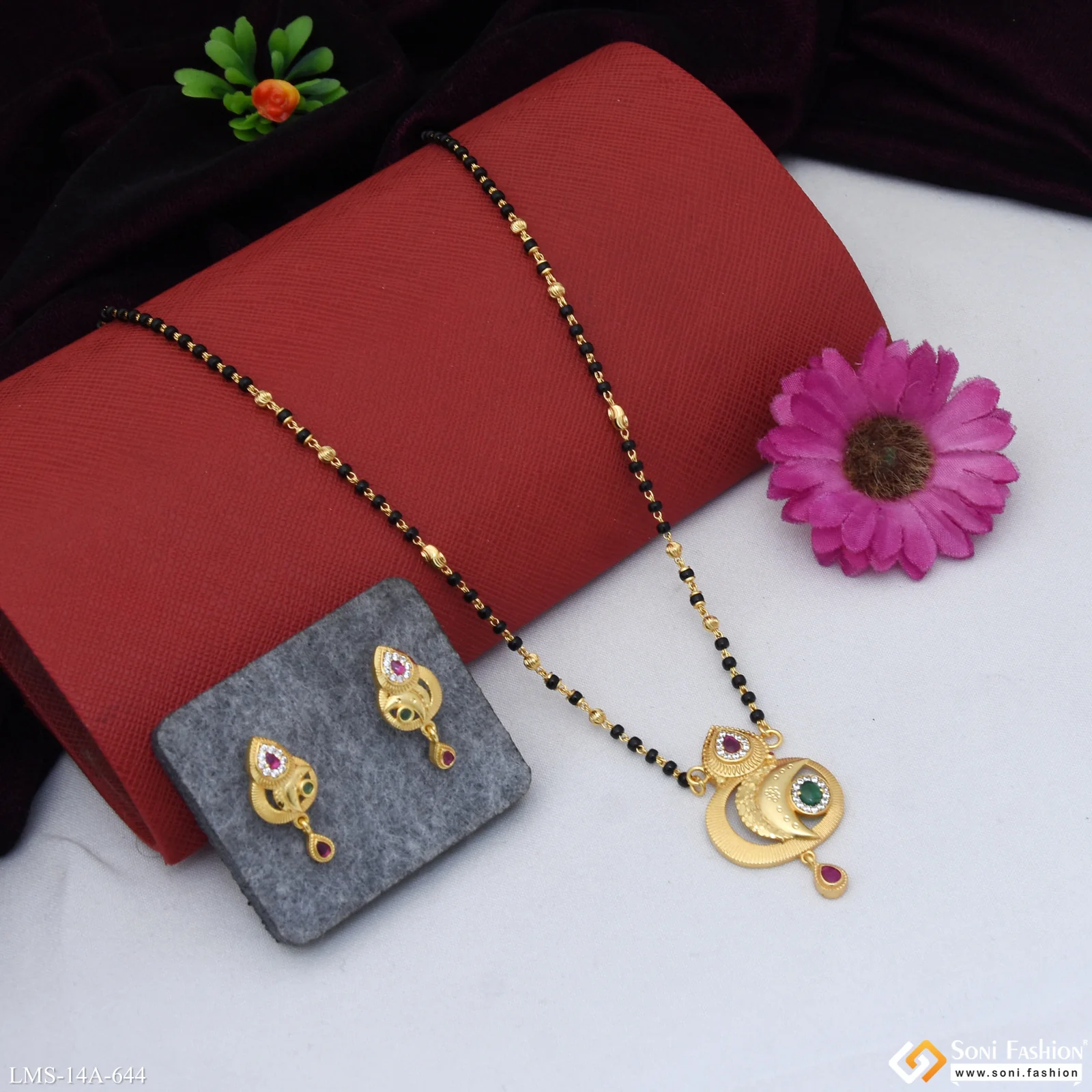 Lovely Design Gold Plated Mangalsutra Set for Women - Style A644 - Image 5