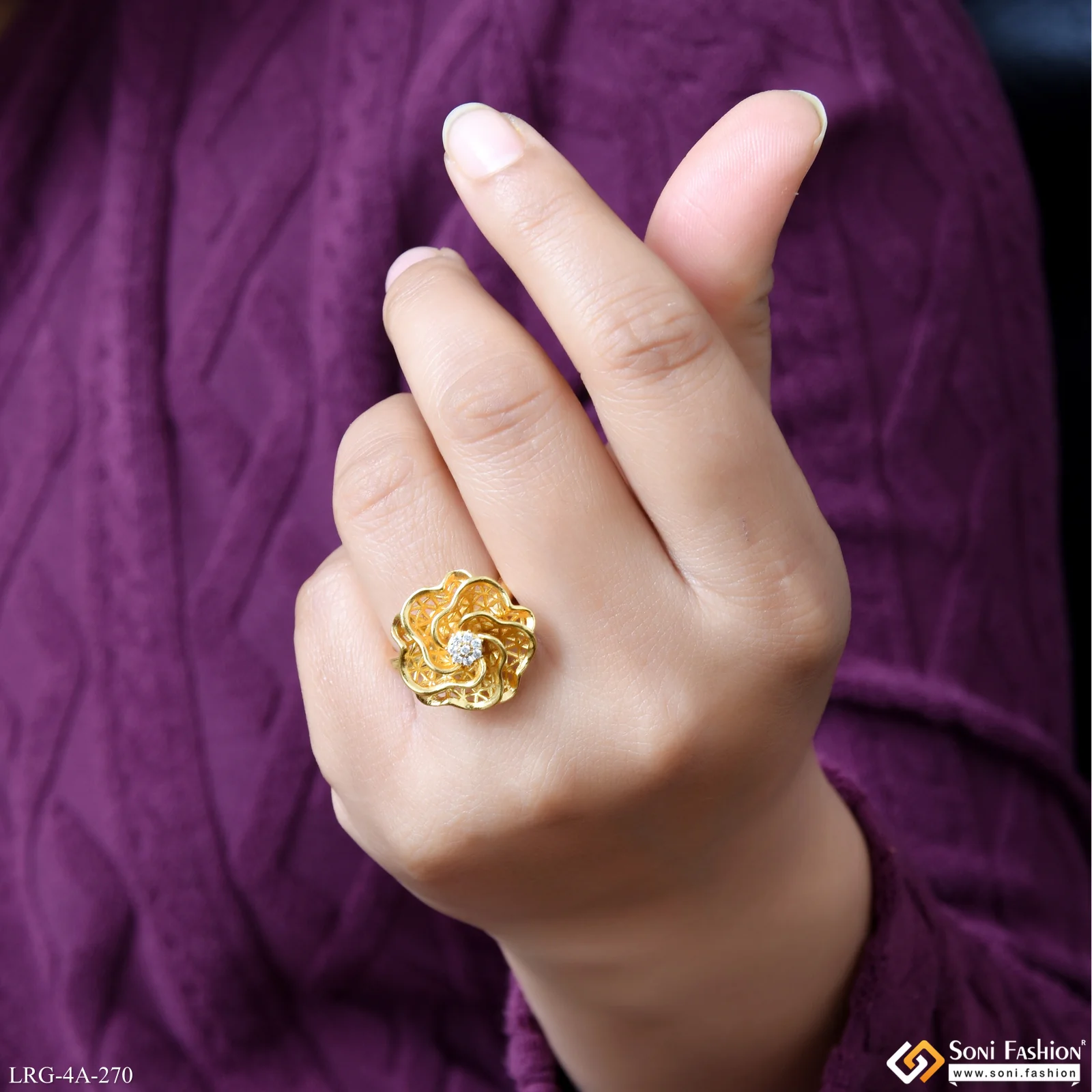 Lovely Design Gold Plated Ring for Ladies - Style A270