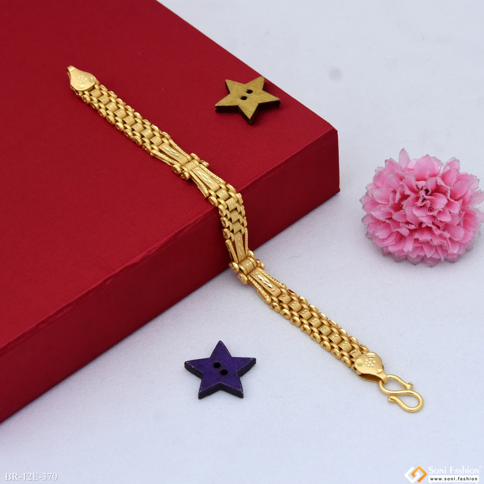 Lovely Design High-Quality Gold Plated Box Bracelet for Men - Style E370 - Image 3