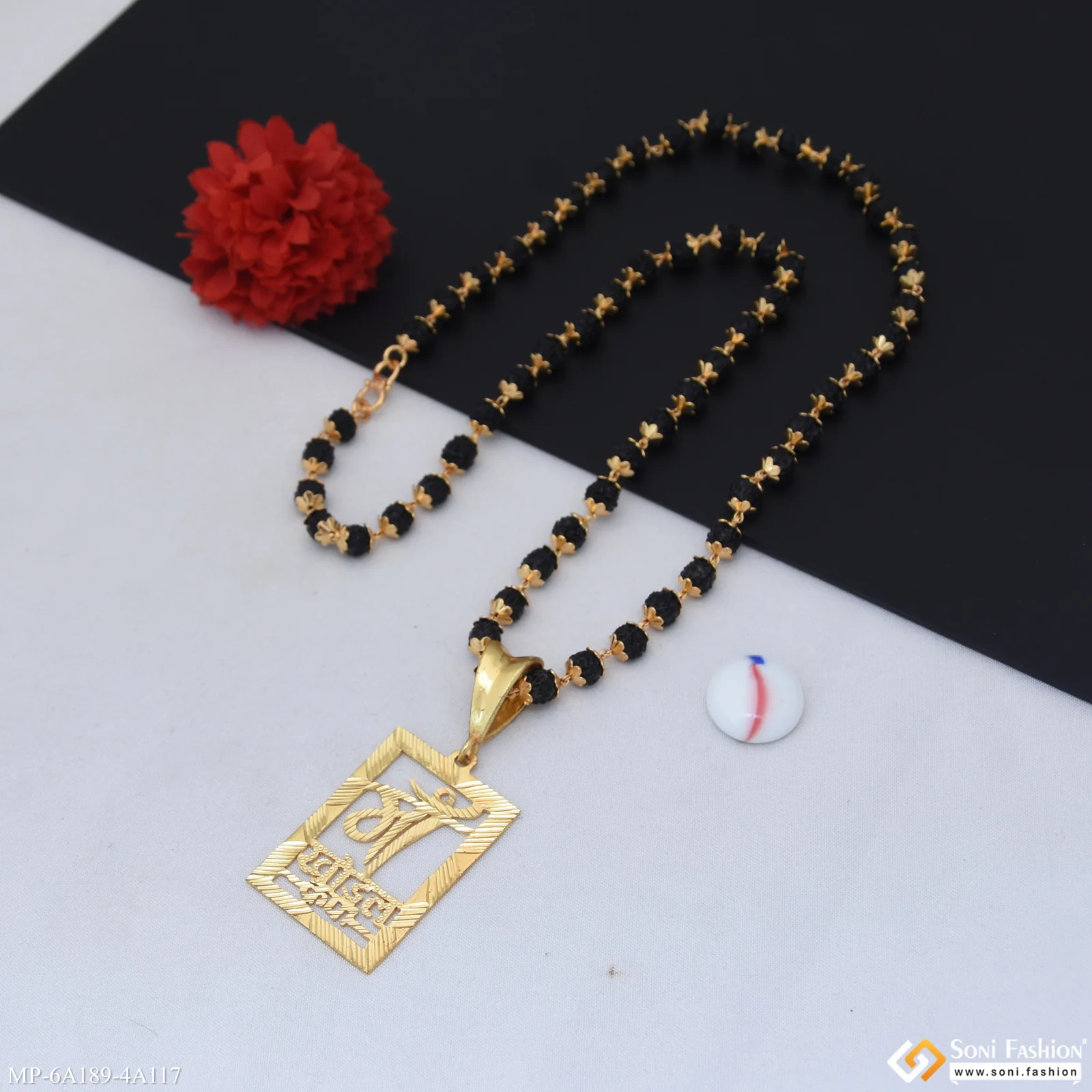 Maa Khodal Krupa Latest Design Pendant with Rudraksha Mala for Men (MP-A189-A117) - Image 4