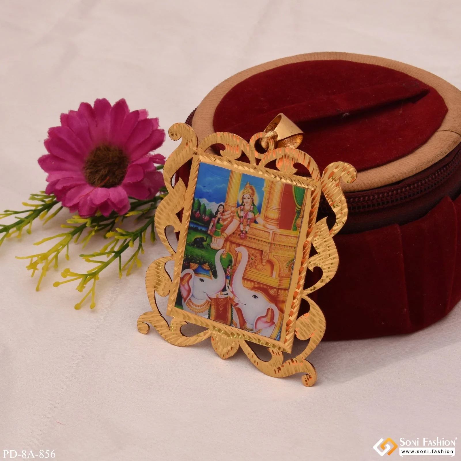 Maa Shakti Stylish Design Best Quality Gold Plated Photo Pendent - Style A856 - Image 2