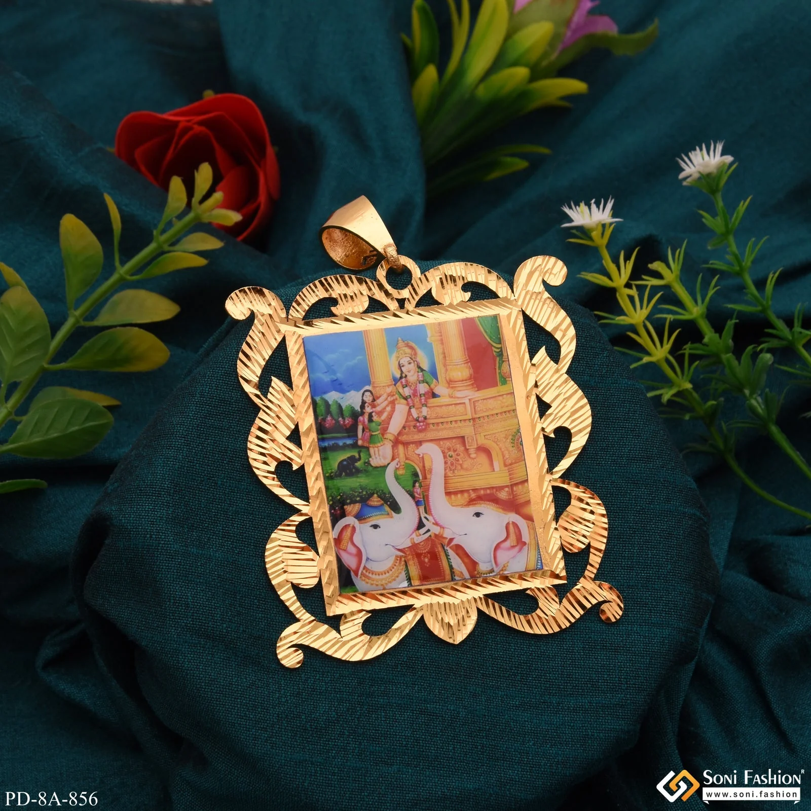 Maa Shakti Stylish Design Best Quality Gold Plated Photo Pendent - Style A856 - Image 5