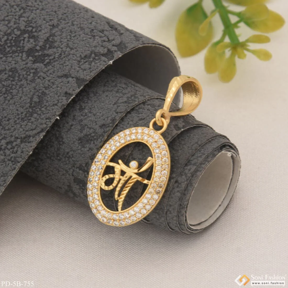 Maa with Diamond Fancy Design High-Quality Gold Plated Pendant for Men - Style B755 - Image 4