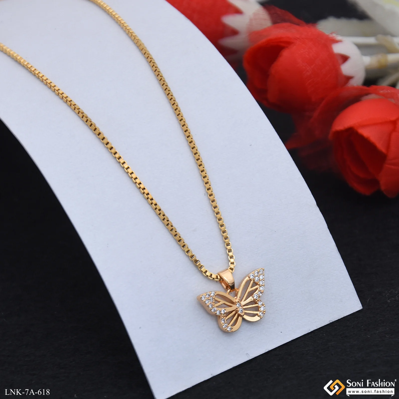 Magnificent Design Gold Plated Chain Pendant for Ladies - Style A618 - Image 3