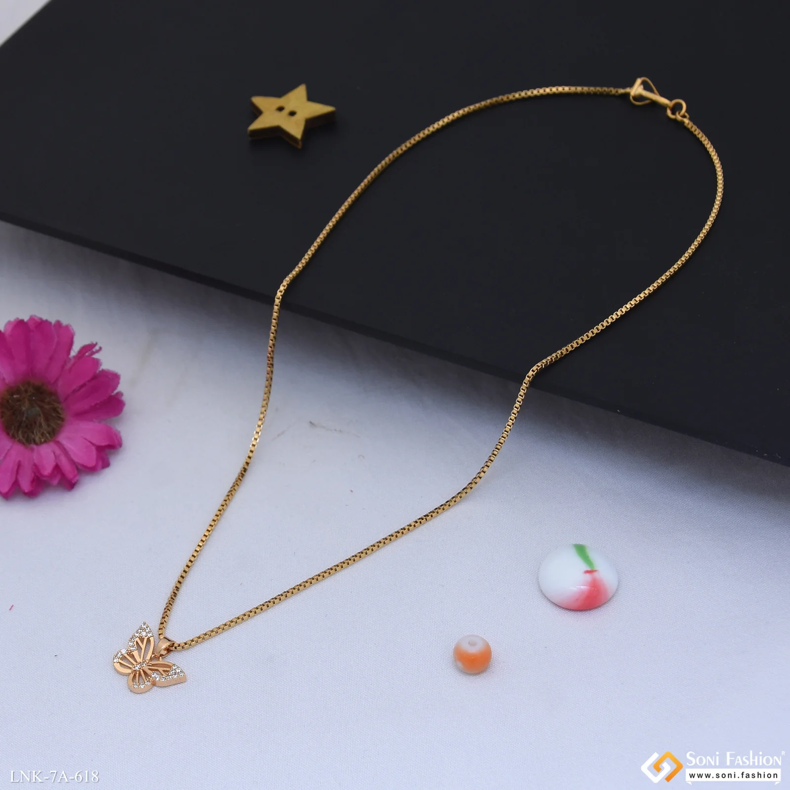 Magnificent Design Gold Plated Chain Pendant for Ladies - Style A618 - Image 4