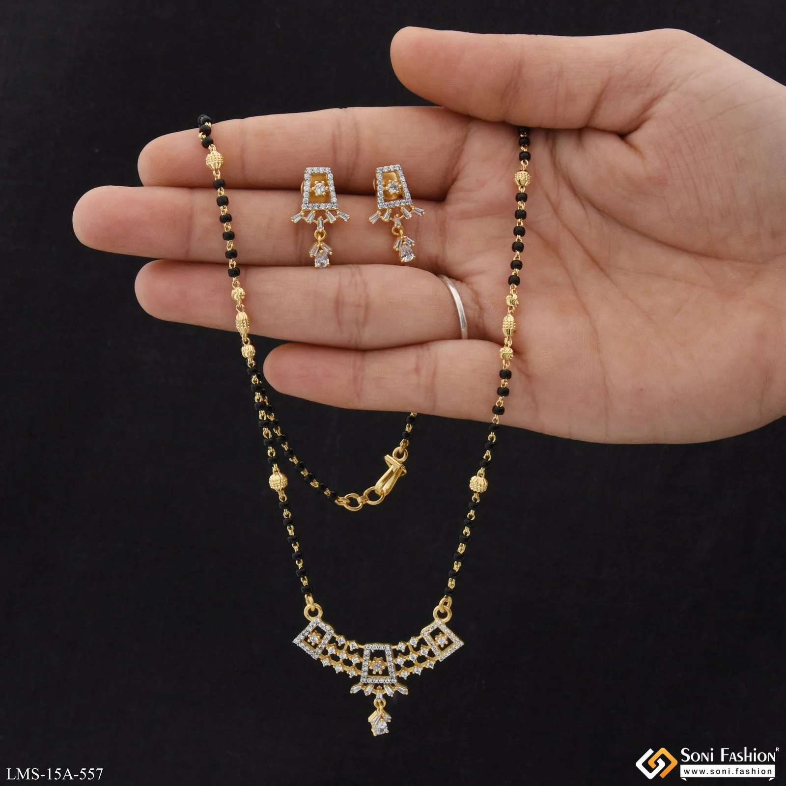 Magnificent Design Gold Plated Mangalsutra Set for Women - Style A557 - Image 2
