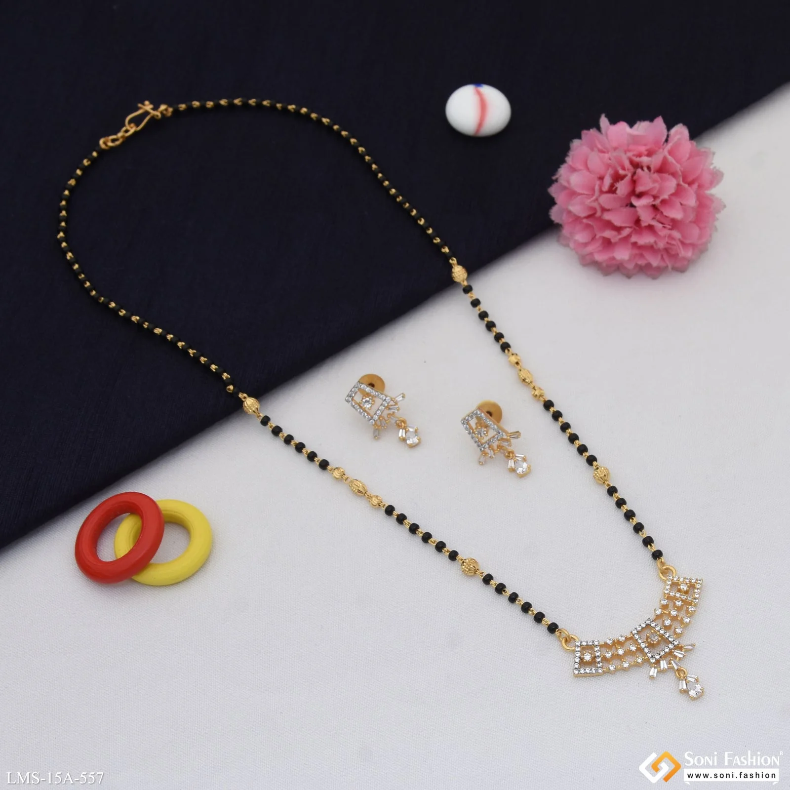 Magnificent Design Gold Plated Mangalsutra Set for Women - Style A557 - Image 3