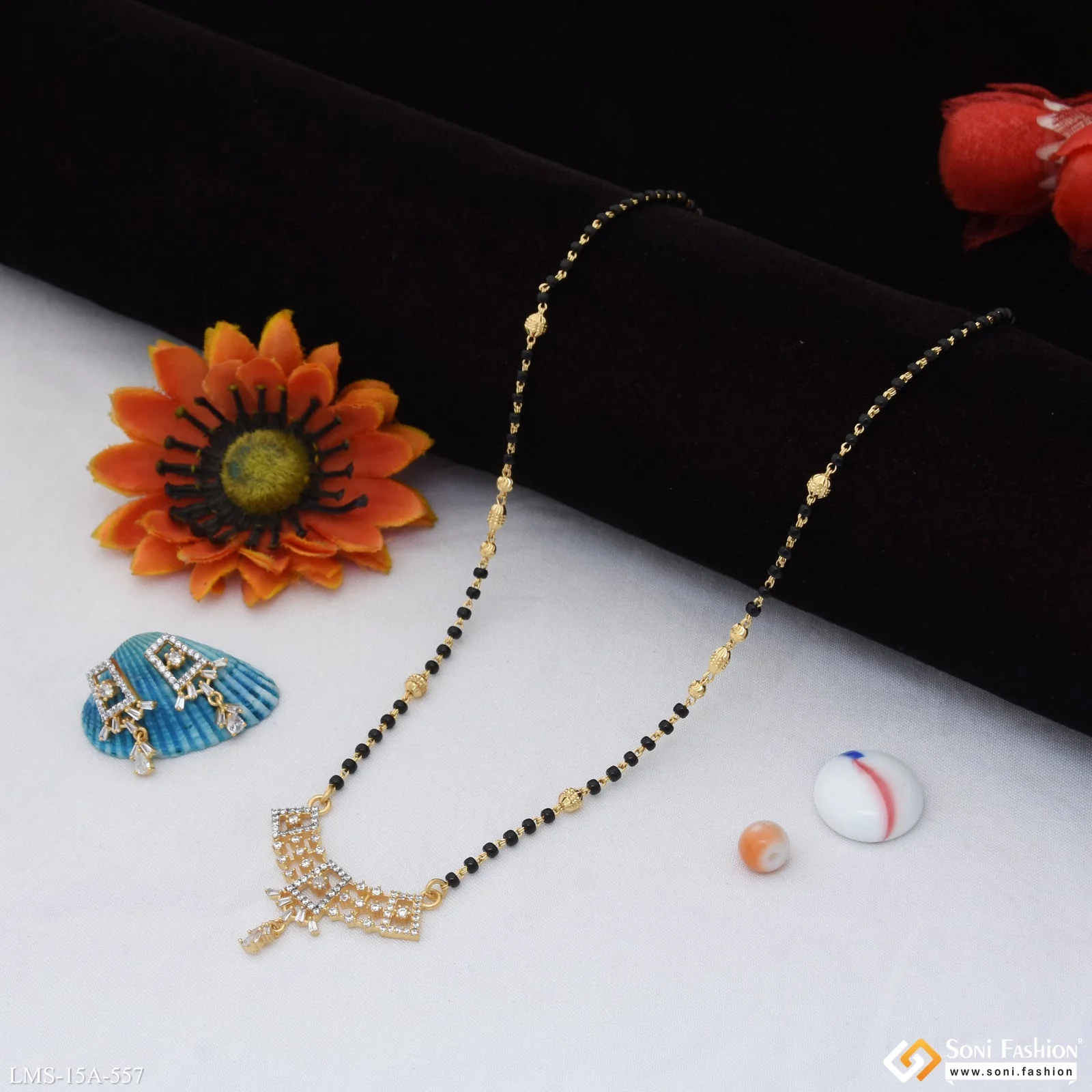 Magnificent Design Gold Plated Mangalsutra Set for Women - Style A557 - Image 4