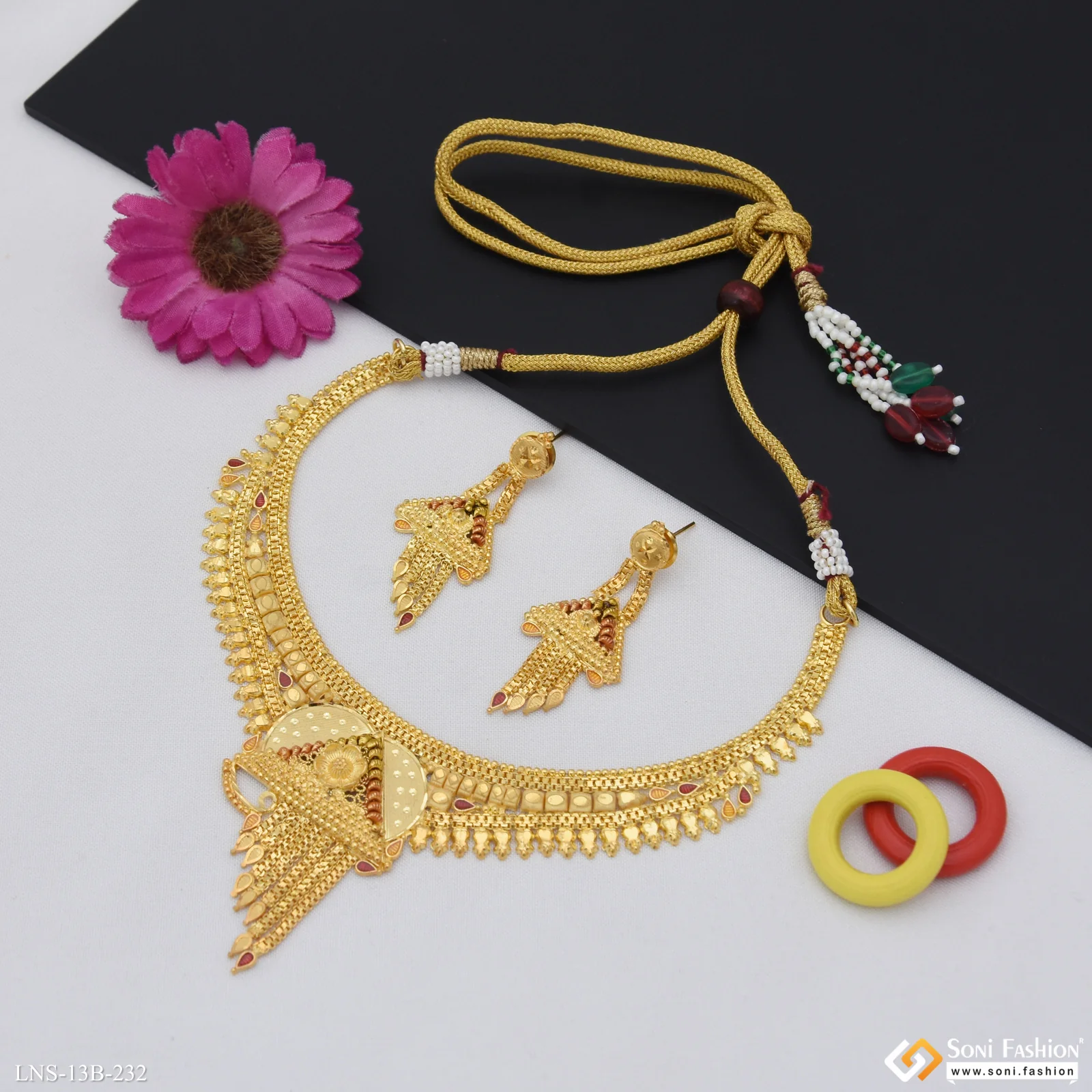 Magnificent Design Gold Plated Necklace Set for Women - Style B232 - Image 3