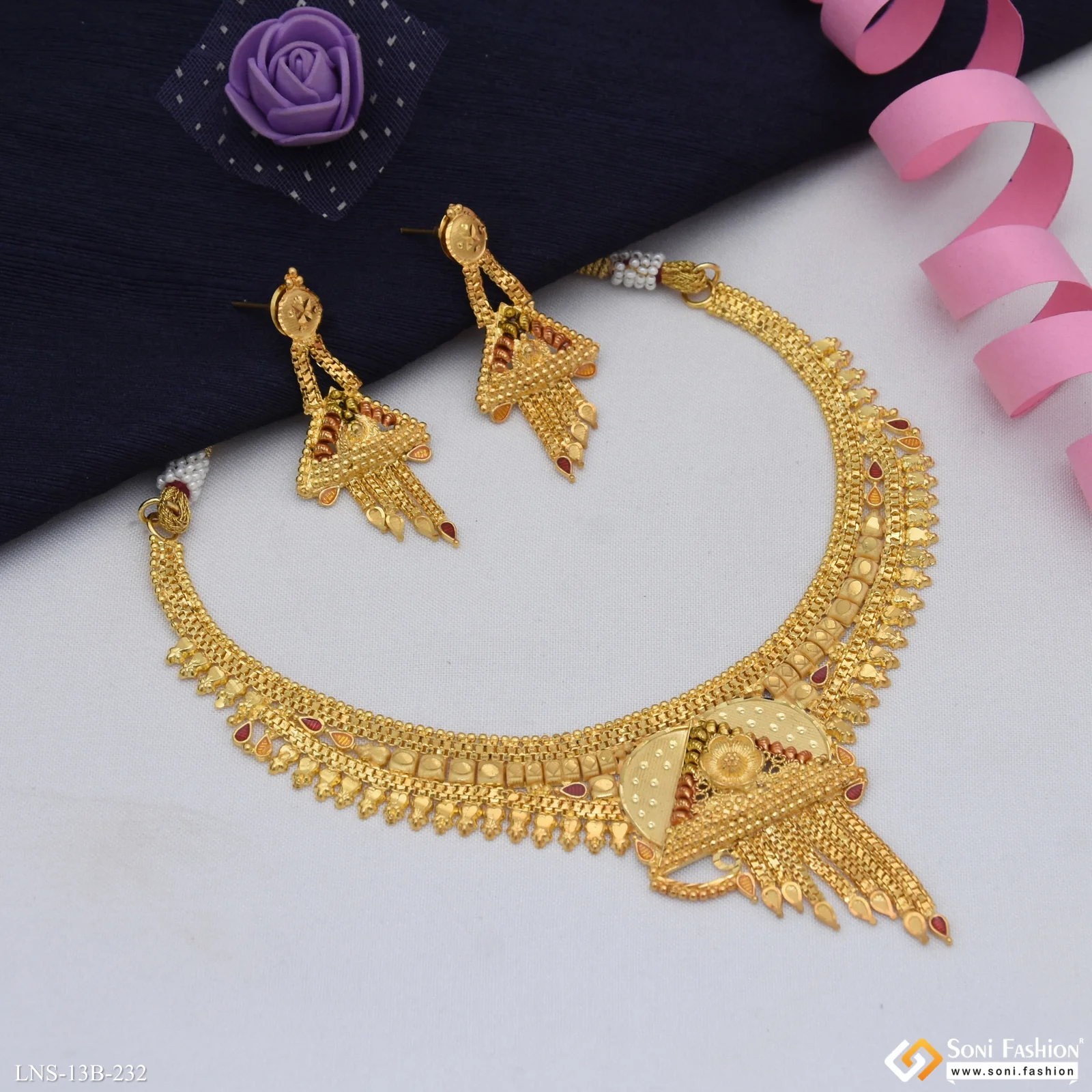 Magnificent Design Gold Plated Necklace Set for Women - Style B232 - Image 4