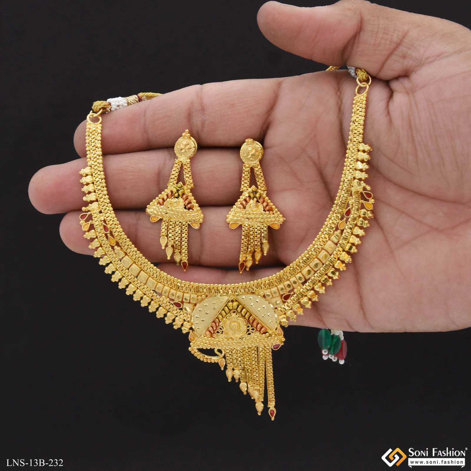 Magnificent Design Gold Plated Necklace Set for Women - Style B232 - Image 5