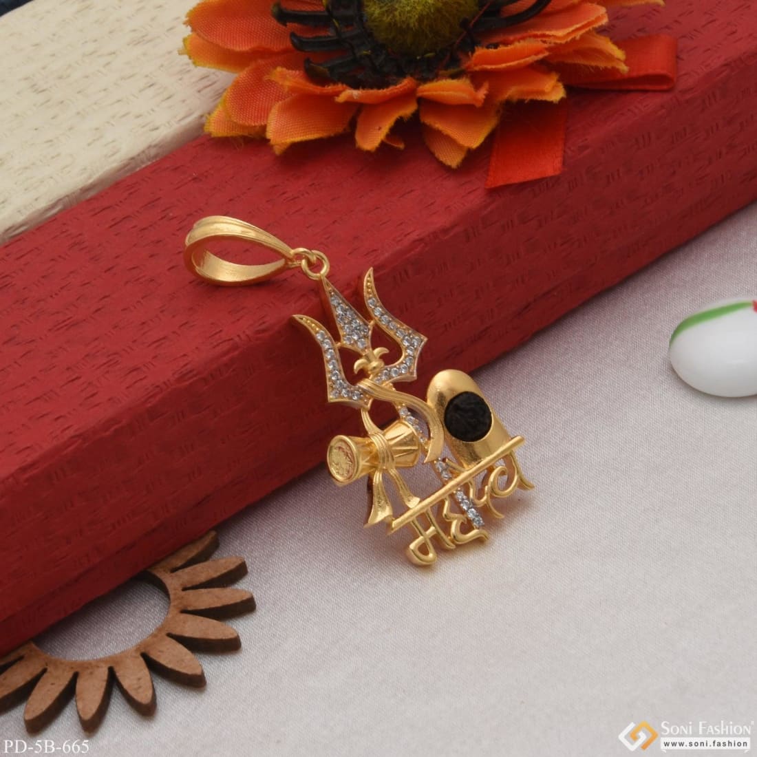 Mahadev With Diamond Extraordinary Design Gold Plated Pendant For Men - Style B665 - Image 6