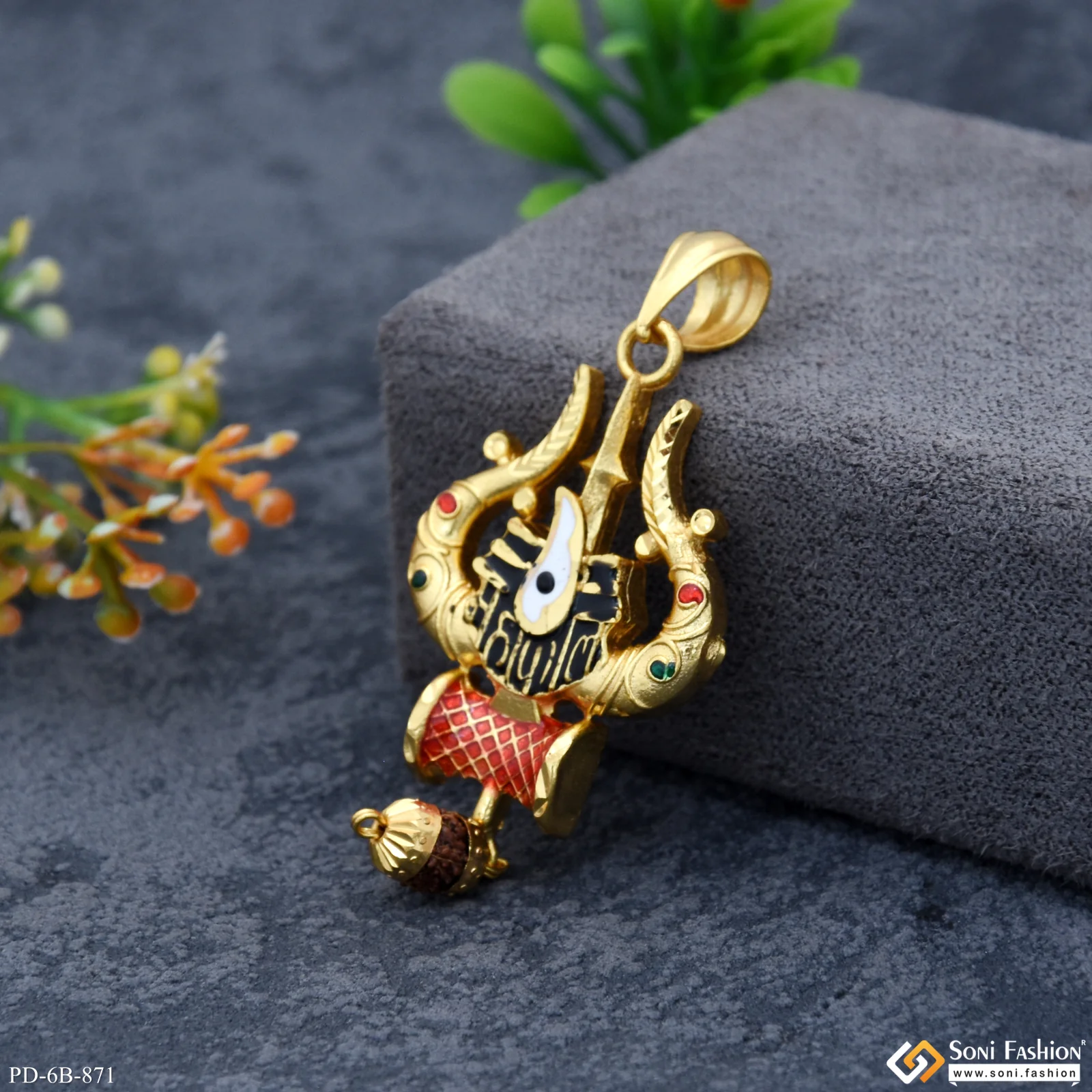 Mahakal On Trishul Gold Plated Pendant for Men - Style B871 - Image 2