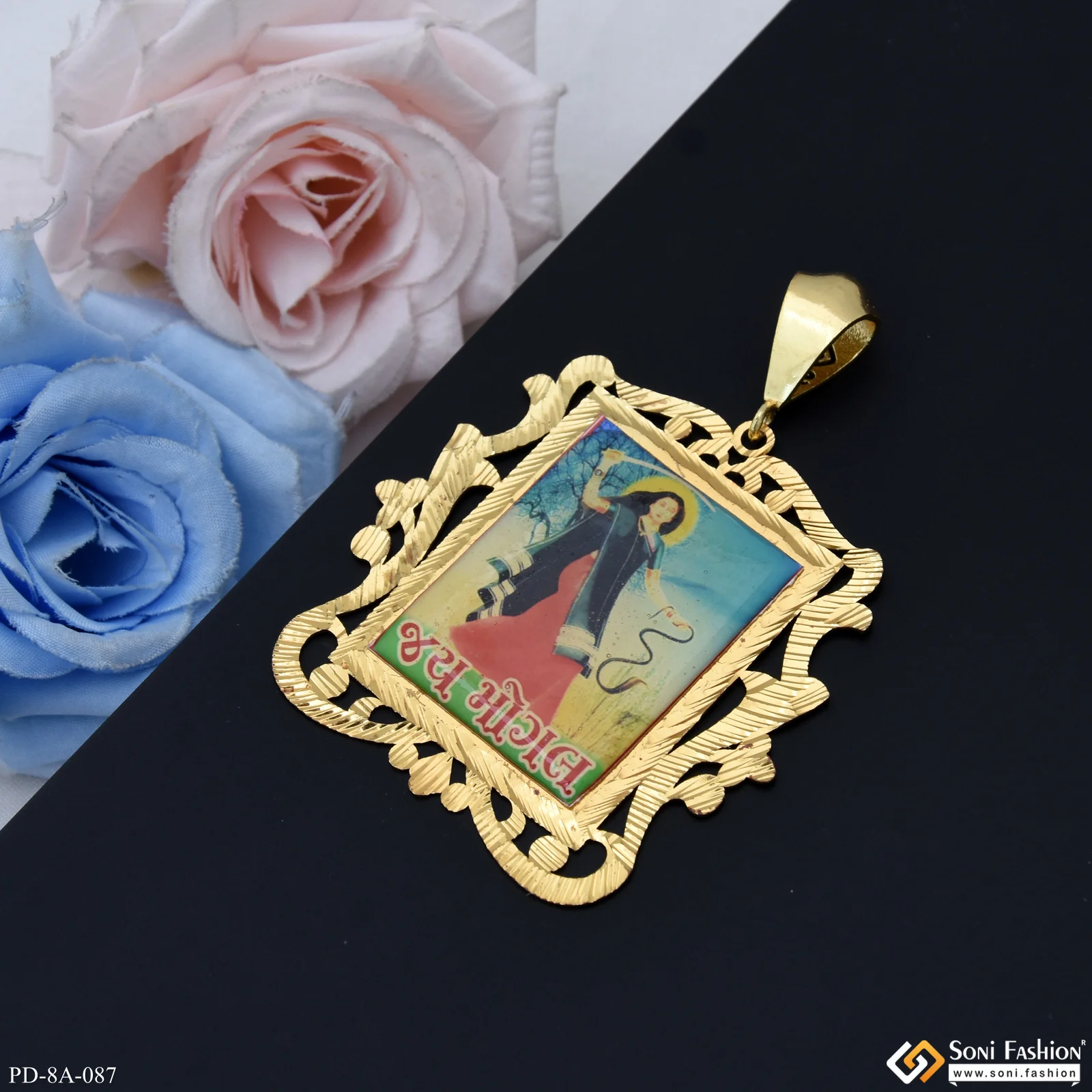 Mogal Maa Handmade Photo Unique Design Gold Plated Pendant For Men - Style A087 - Image 2