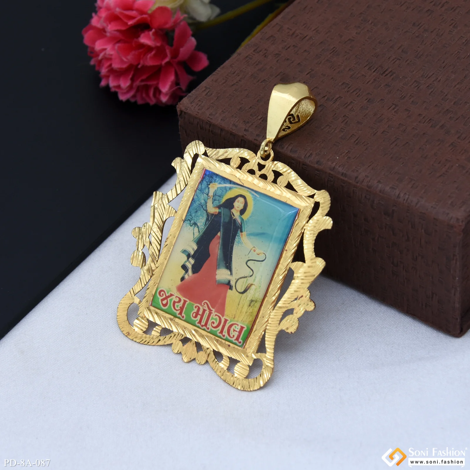Mogal Maa Handmade Photo Unique Design Gold Plated Pendant For Men - Style A087 - Image 3