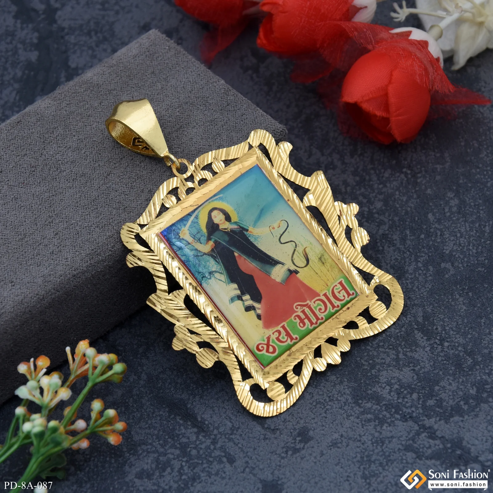 Mogal Maa Handmade Photo Unique Design Gold Plated Pendant For Men - Style A087 - Image 4