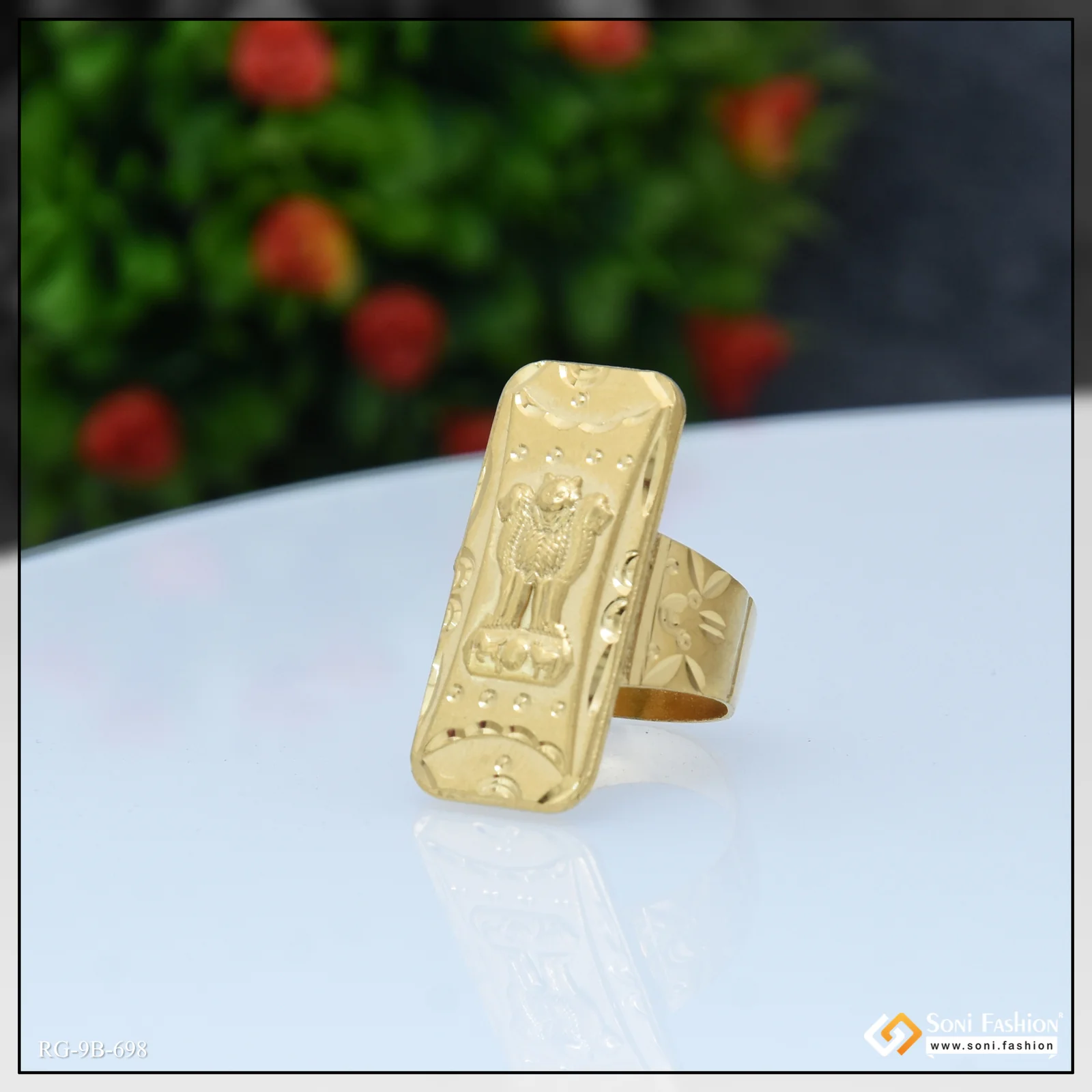 Mudra Amazing Design Gold Plated Ring for Men - Style B698 - Image 3