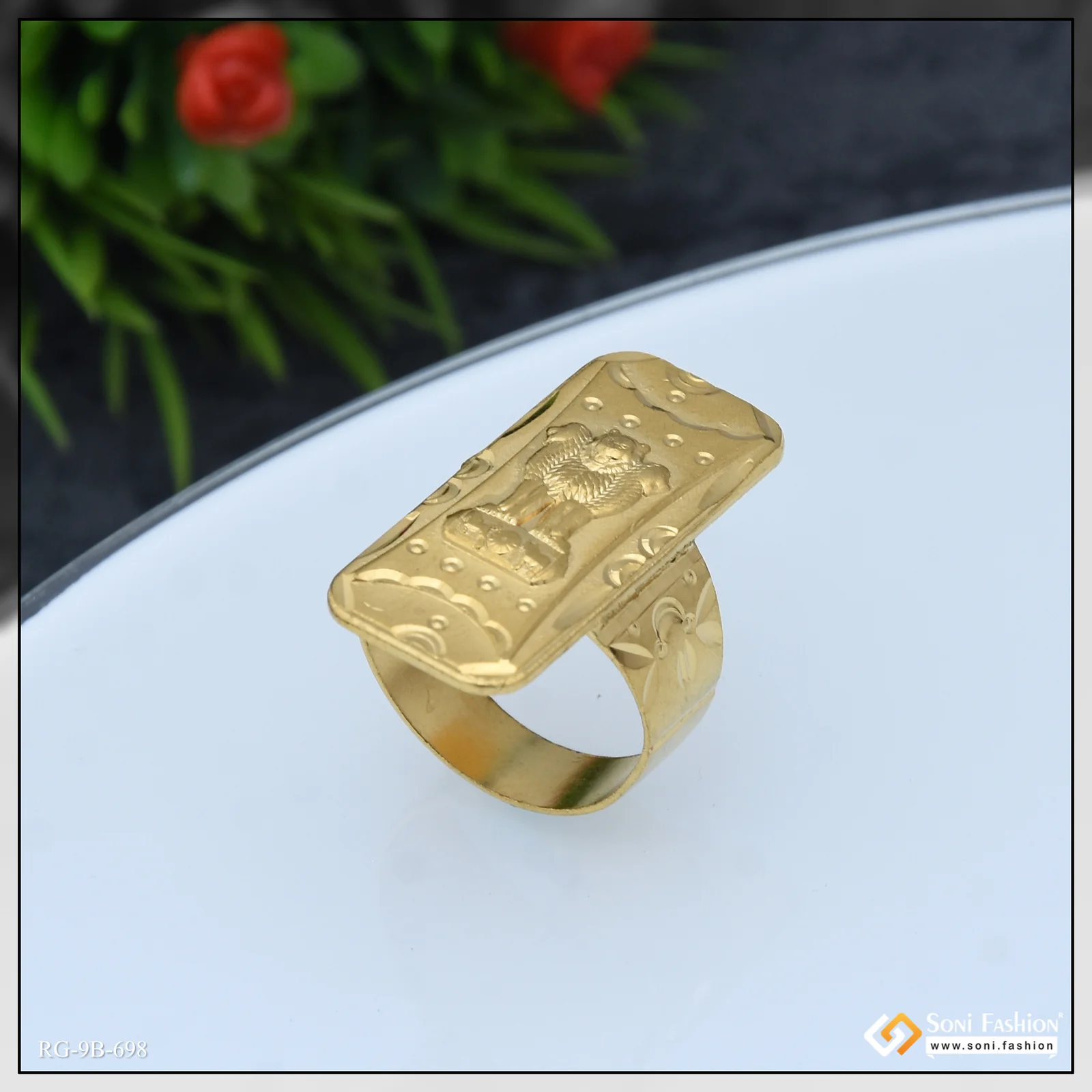 Mudra Amazing Design Gold Plated Ring for Men - Style B698 - Image 4
