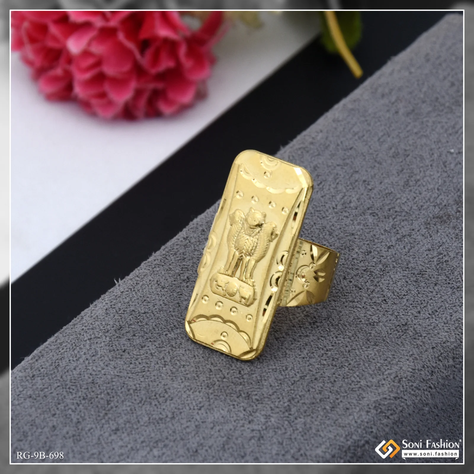 Mudra Amazing Design Gold Plated Ring for Men - Style B698 - Image 5