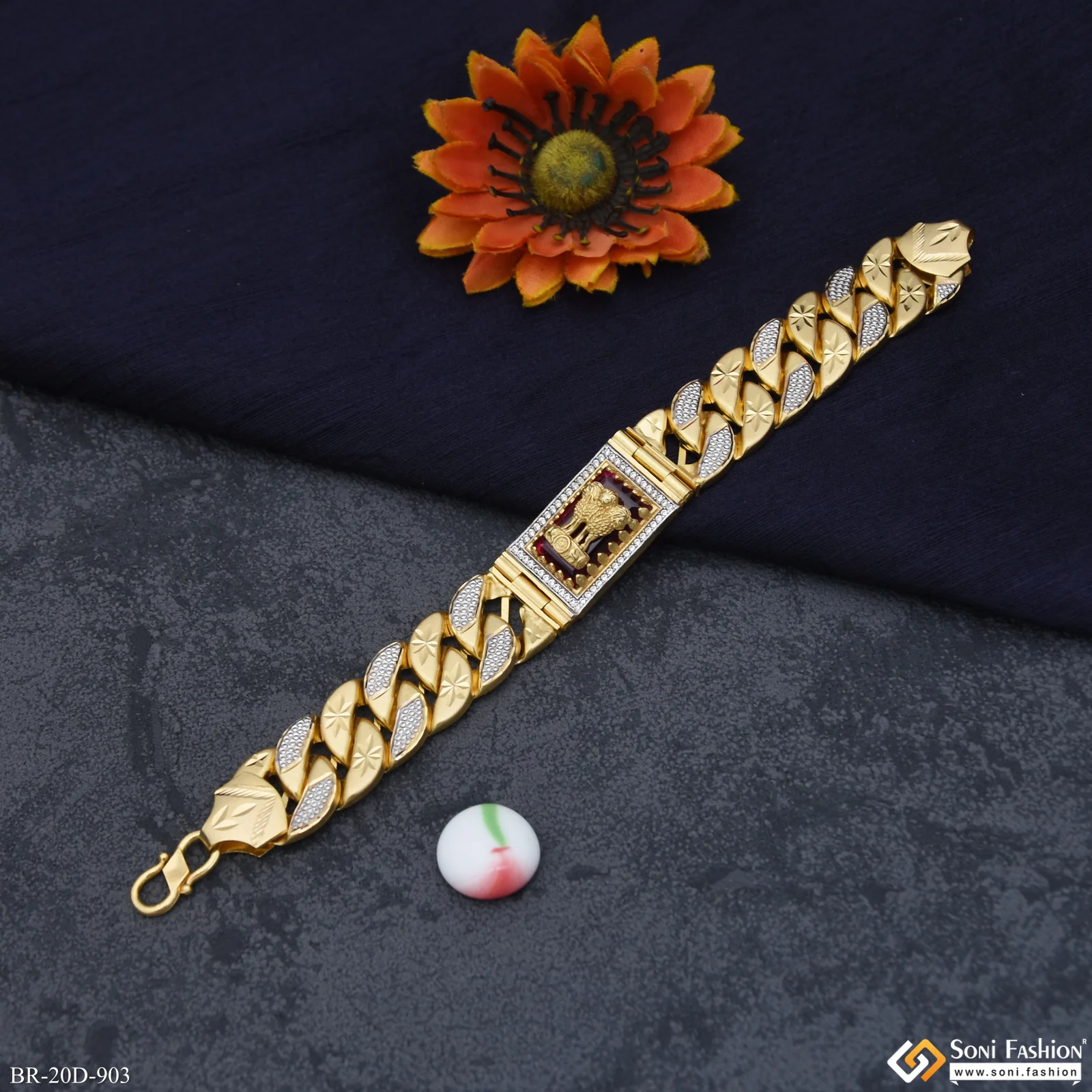 Mudra Popular Design Gold Plated Pokal Bracelet for Men - Style D903 - Image 5