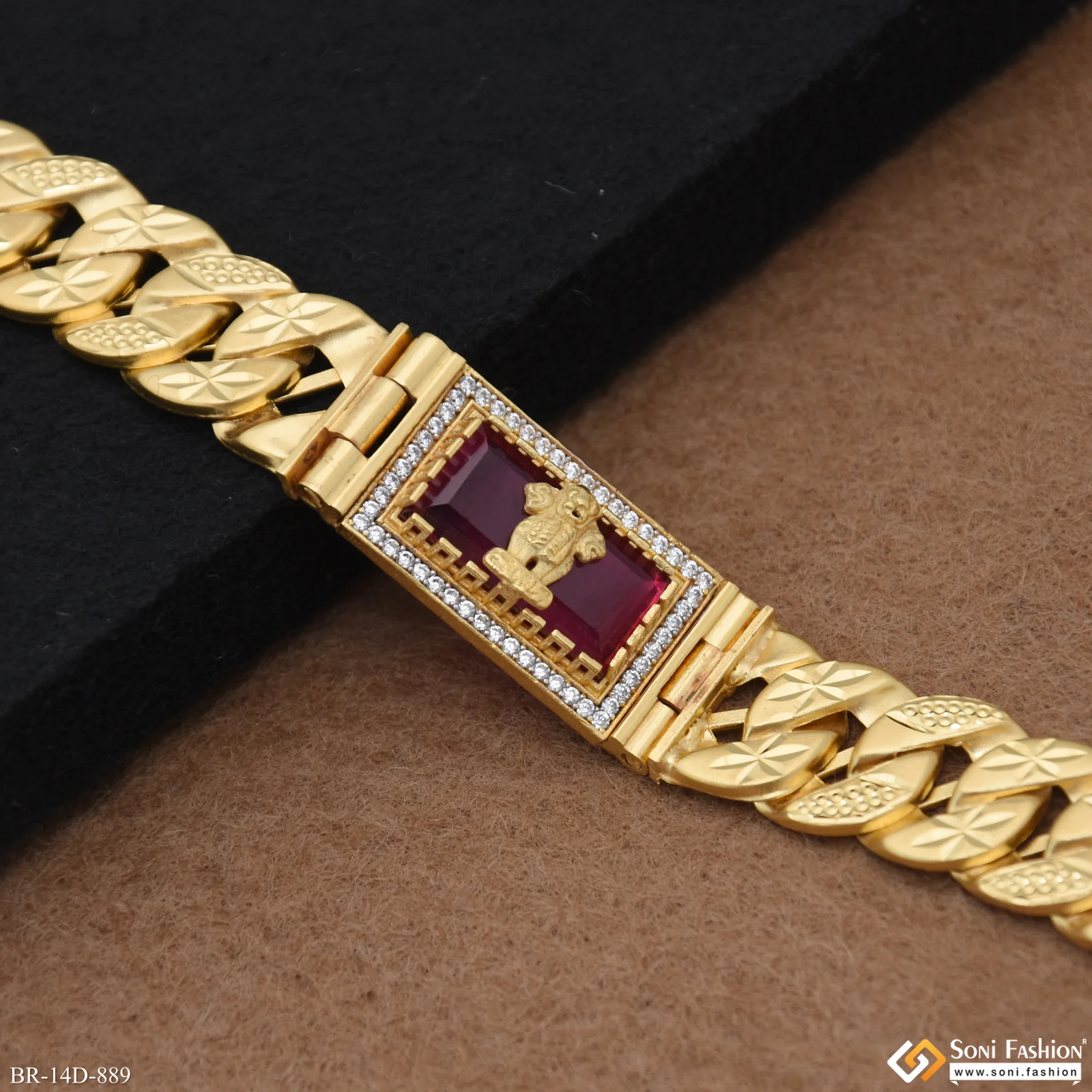 Mudra Prominent Design Gold Plated Pokal Bracelet for Men - Style D889 - Image 4