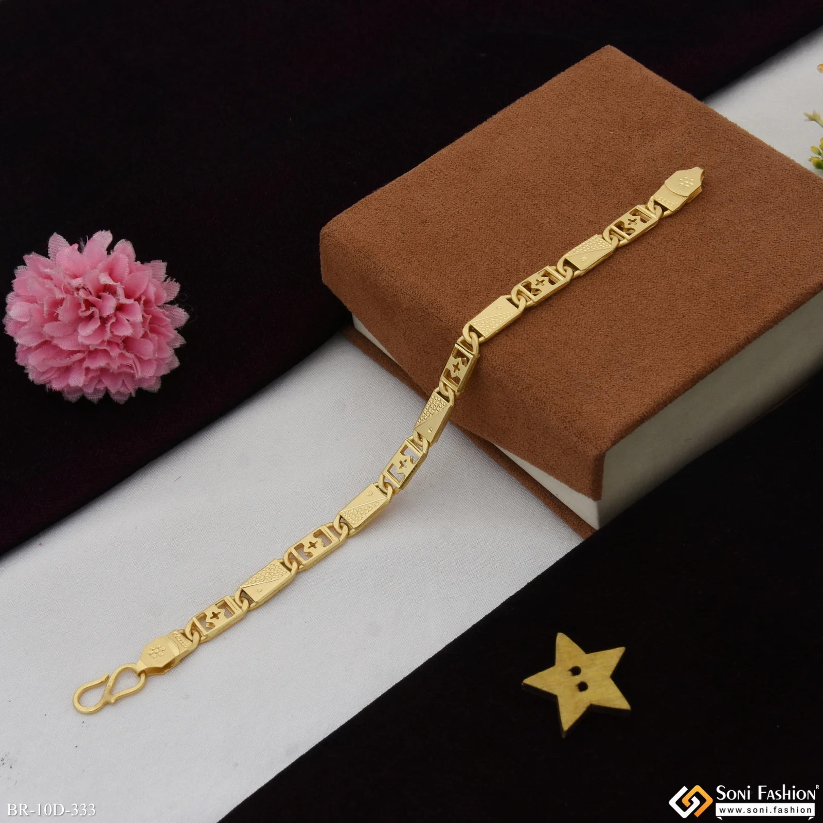 Nawabi Gorgeous Design Gold Plated Bracelet for Men - Style D333 - Image 5