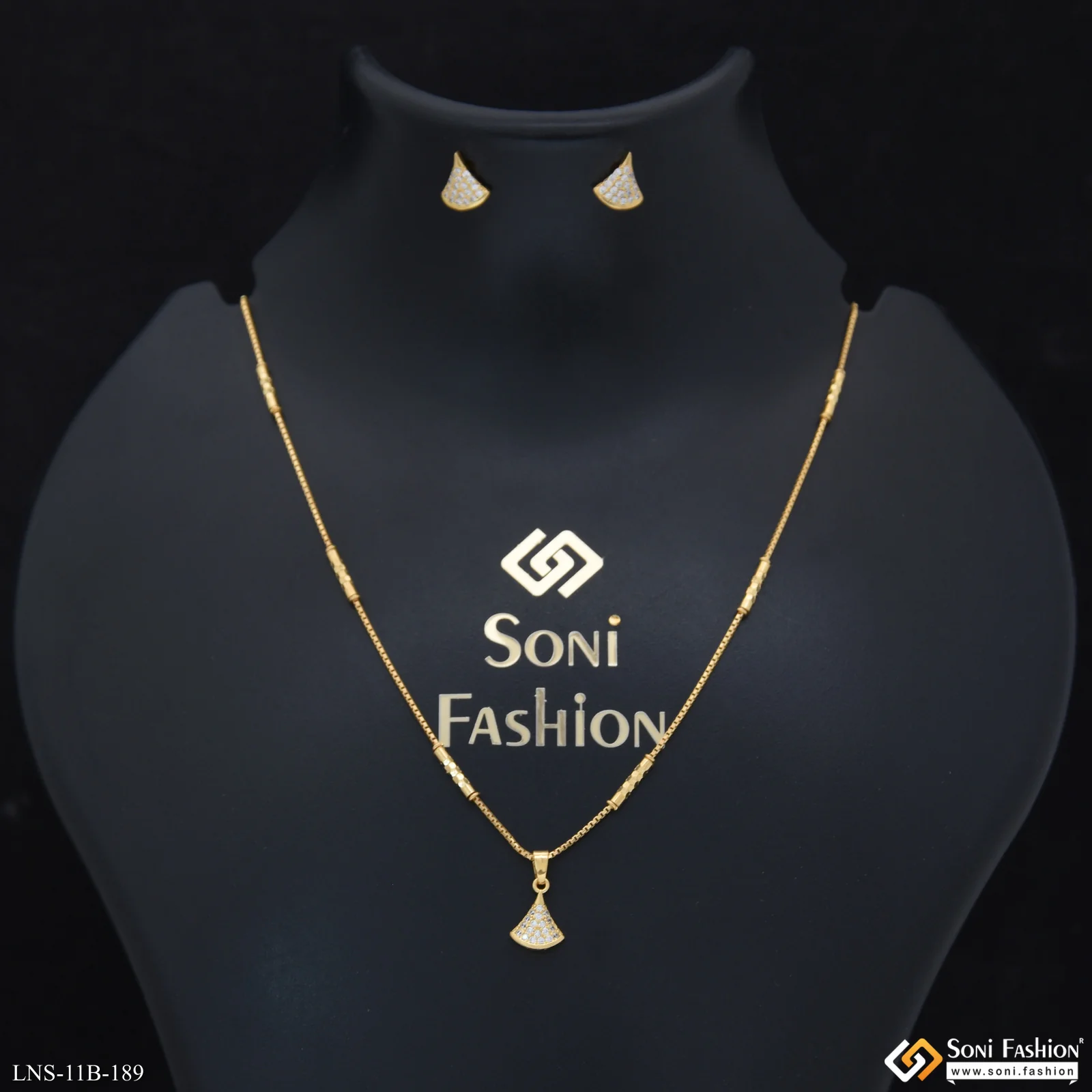New Style Gold Plated Chain Pendant With Earrings for Ladies - Style B189 - Image 2