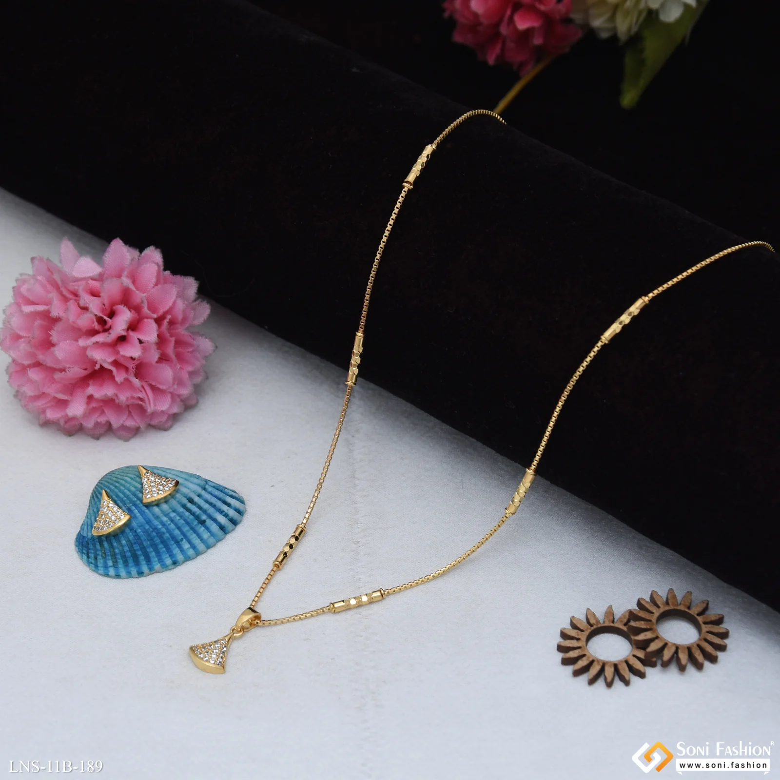 New Style Gold Plated Chain Pendant With Earrings for Ladies - Style B189 - Image 4