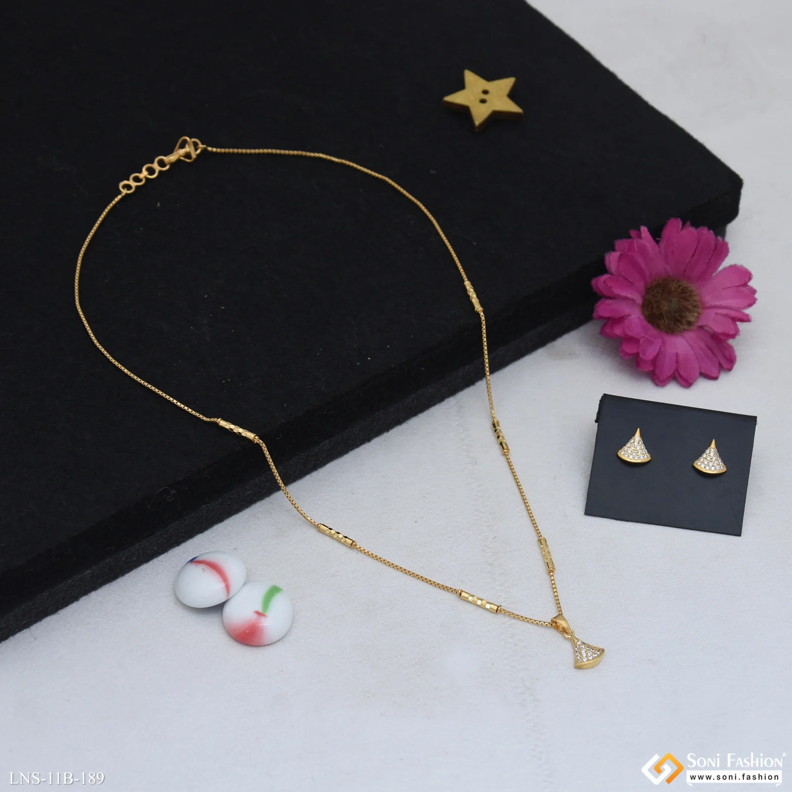 New Style Gold Plated Chain Pendant With Earrings for Ladies - Style B189 - Image 5