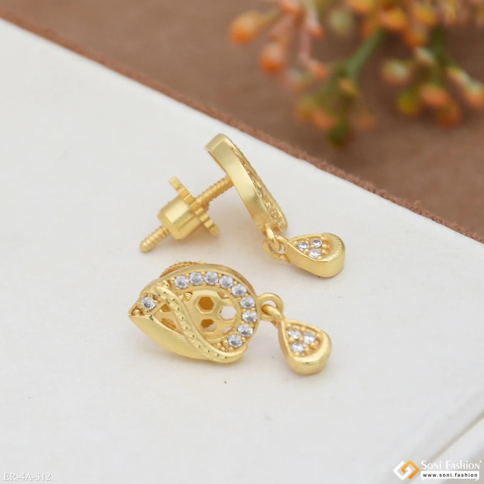 New Style Gold Plated Earrings for Ladies - Style A312 - Image 5