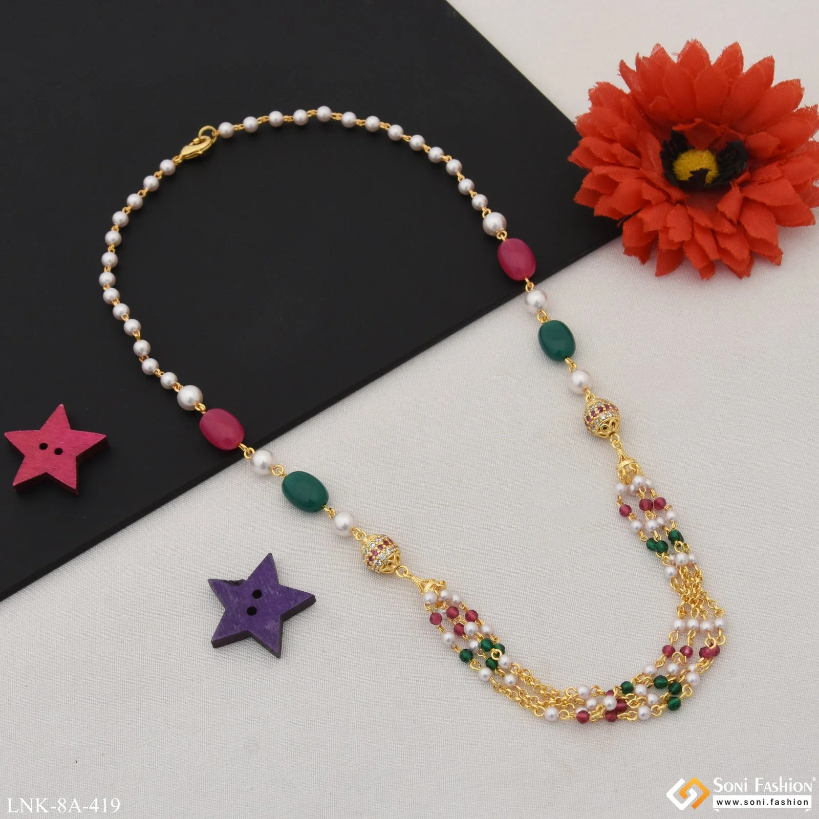 New Style with Diamond Beautiful Design Gold Plated Necklace for Lady - Style A419 - Image 2