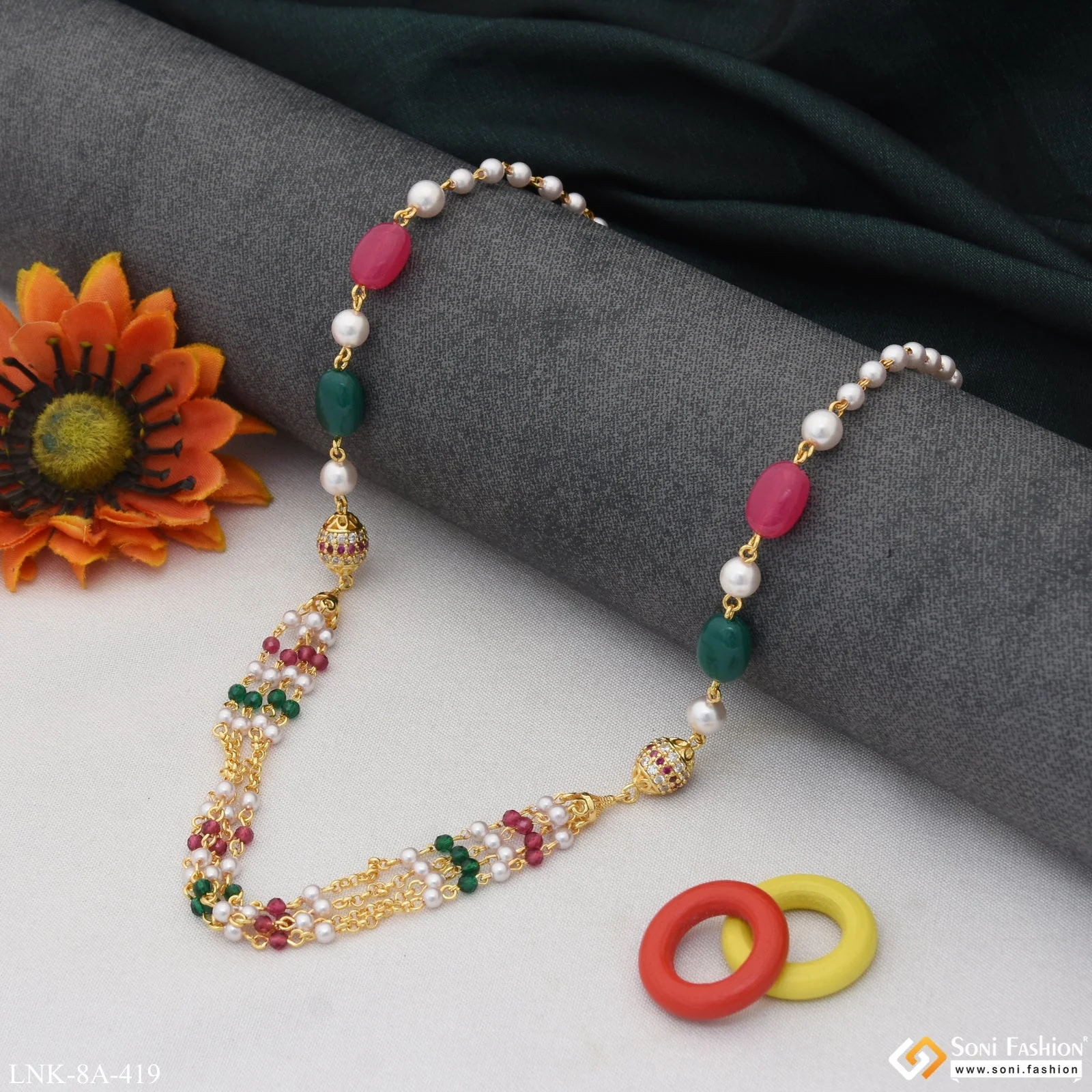 New Style with Diamond Beautiful Design Gold Plated Necklace for Lady - Style A419 - Image 3