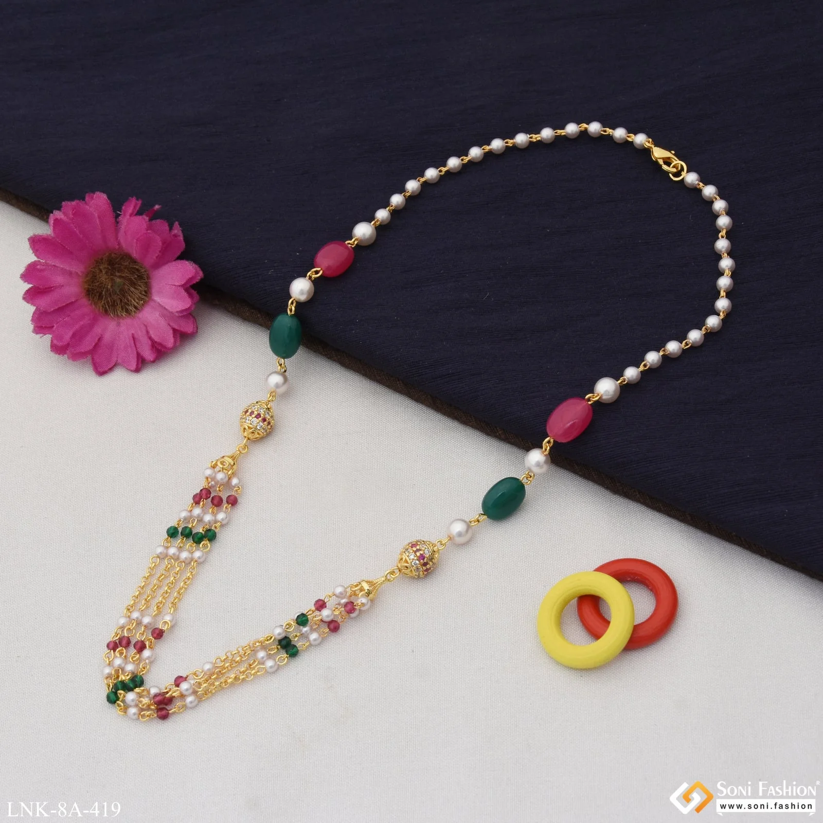 New Style with Diamond Beautiful Design Gold Plated Necklace for Lady - Style A419 - Image 5