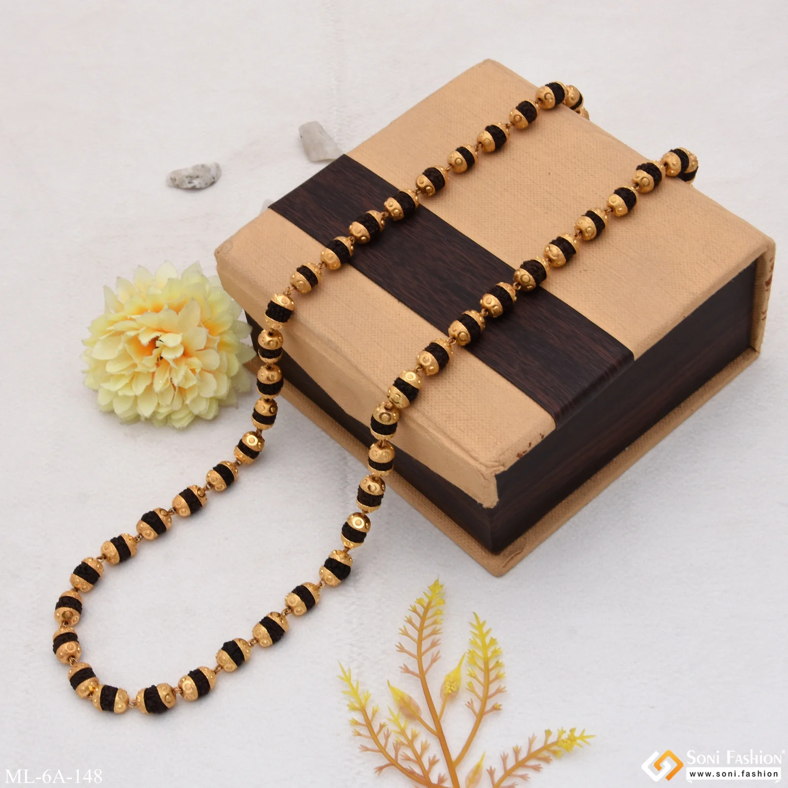 New Stylish Design Best Quality Gold Plated Black Rudraksha Mala For Men - Style A148 - Image 5