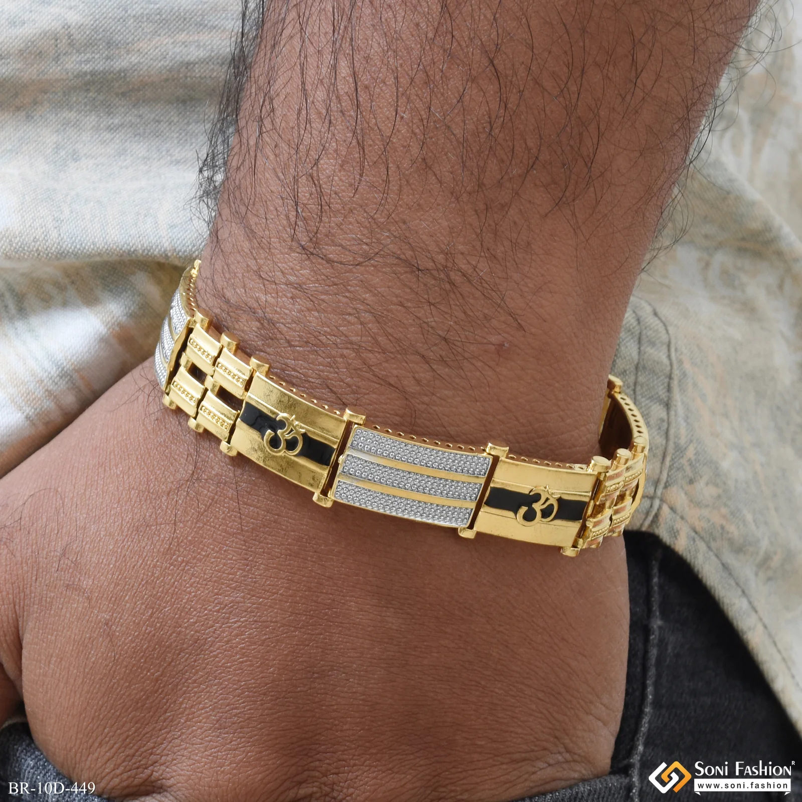 Om Excellent Design Golden & Silver Color Bracelet for Men - Style D449