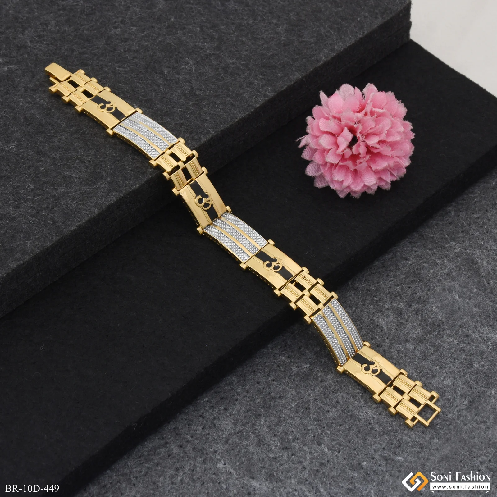 Om Excellent Design Golden & Silver Color Bracelet for Men - Style D449 - Image 5