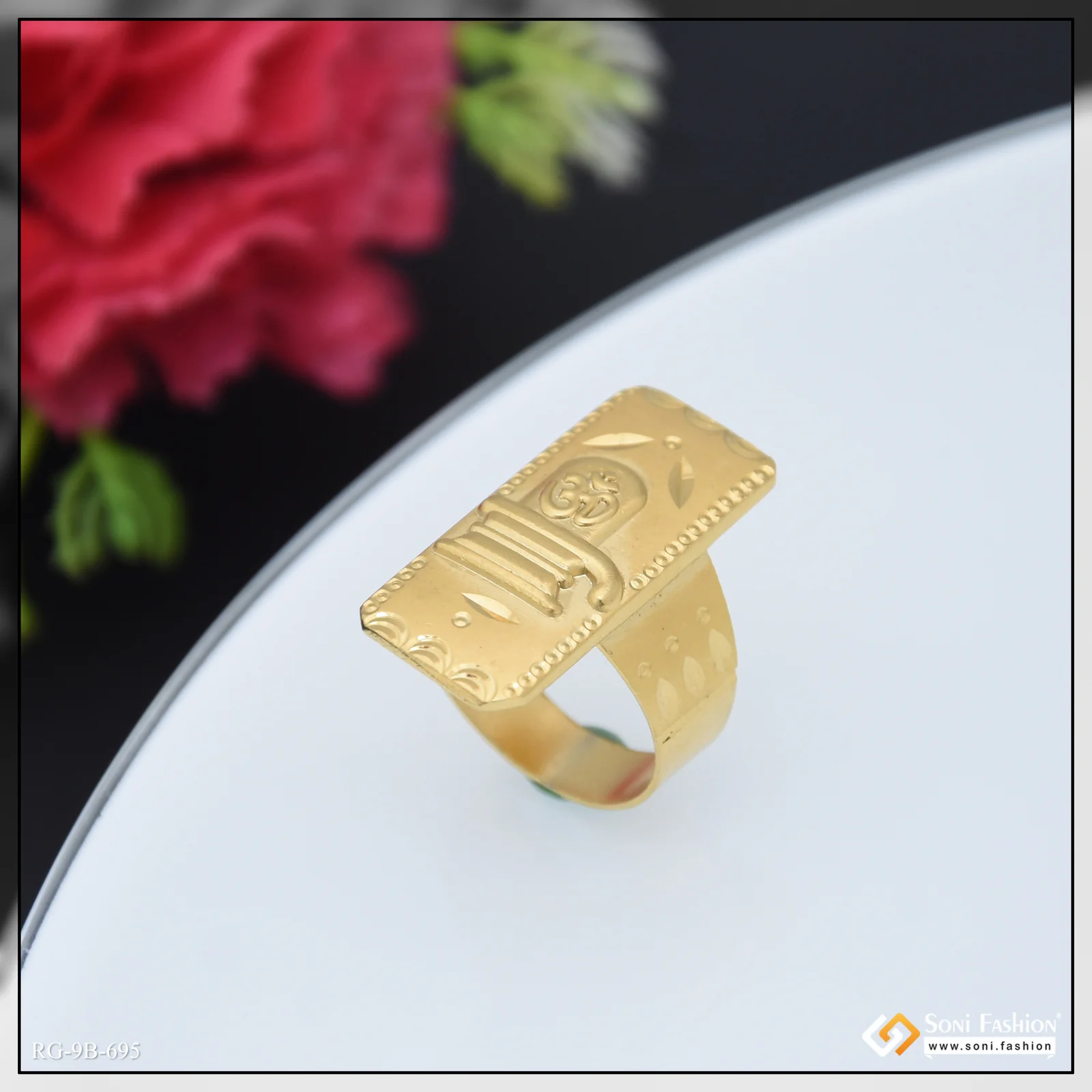 Om On Shivling Popular Design Gold Plated Ring for Men - Style B695 - Image 4