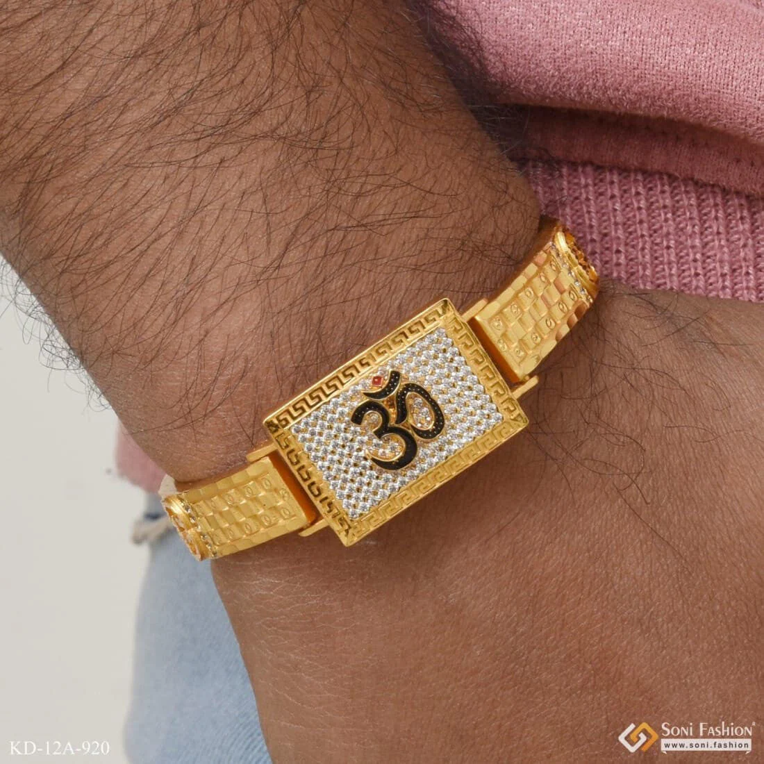 Om with Diamond Attention-Getting Design High Quality Kada for Men - Style A920