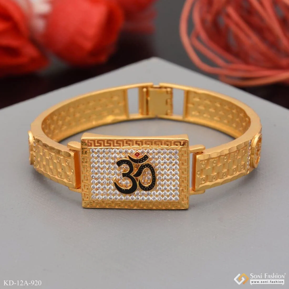 Om with Diamond Attention-Getting Design High Quality Kada for Men - Style A920 - Image 2