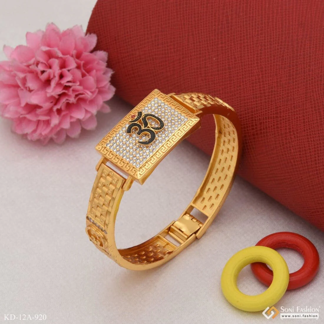 Om with Diamond Attention-Getting Design High Quality Kada for Men - Style A920 - Image 3
