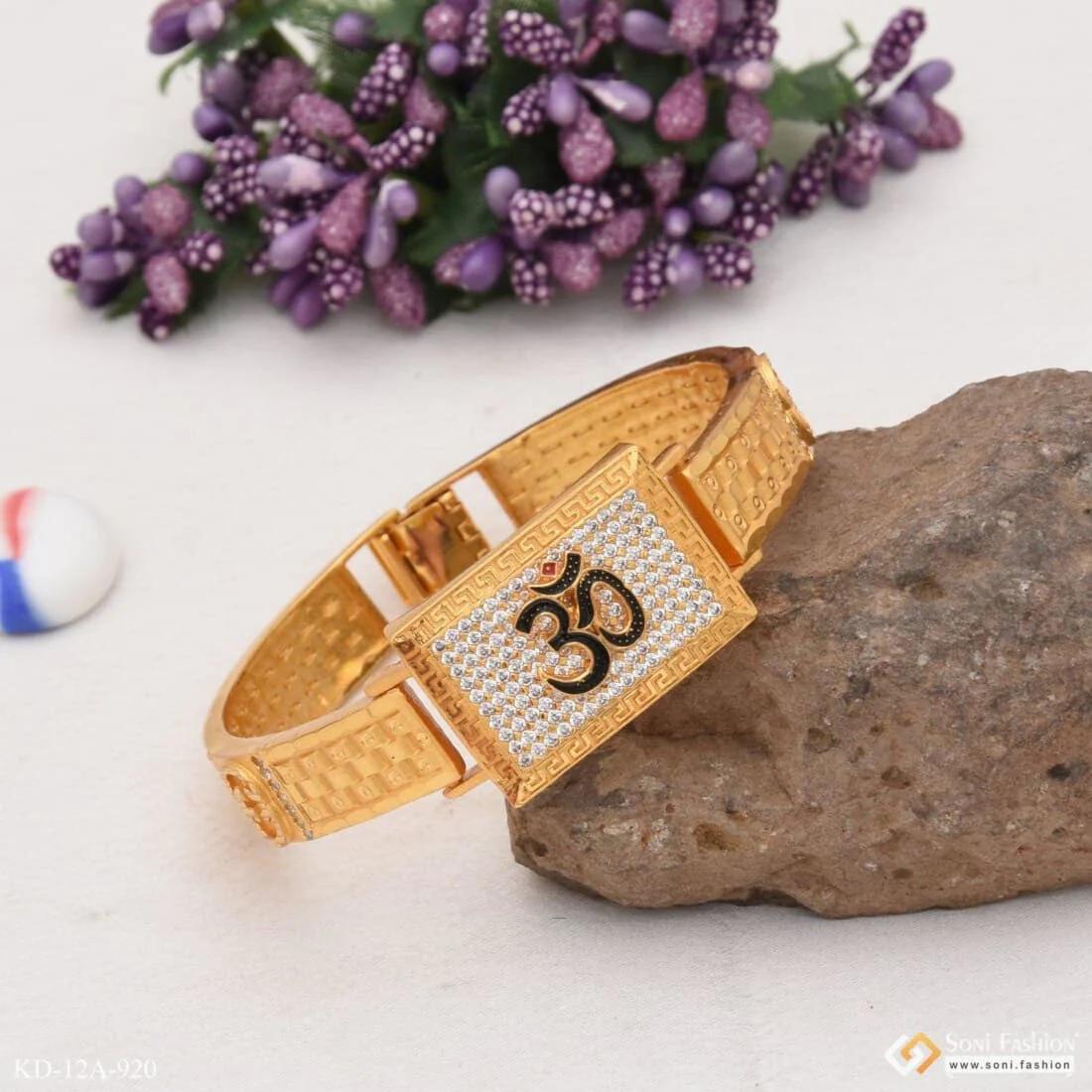 Om with Diamond Attention-Getting Design High Quality Kada for Men - Style A920 - Image 4