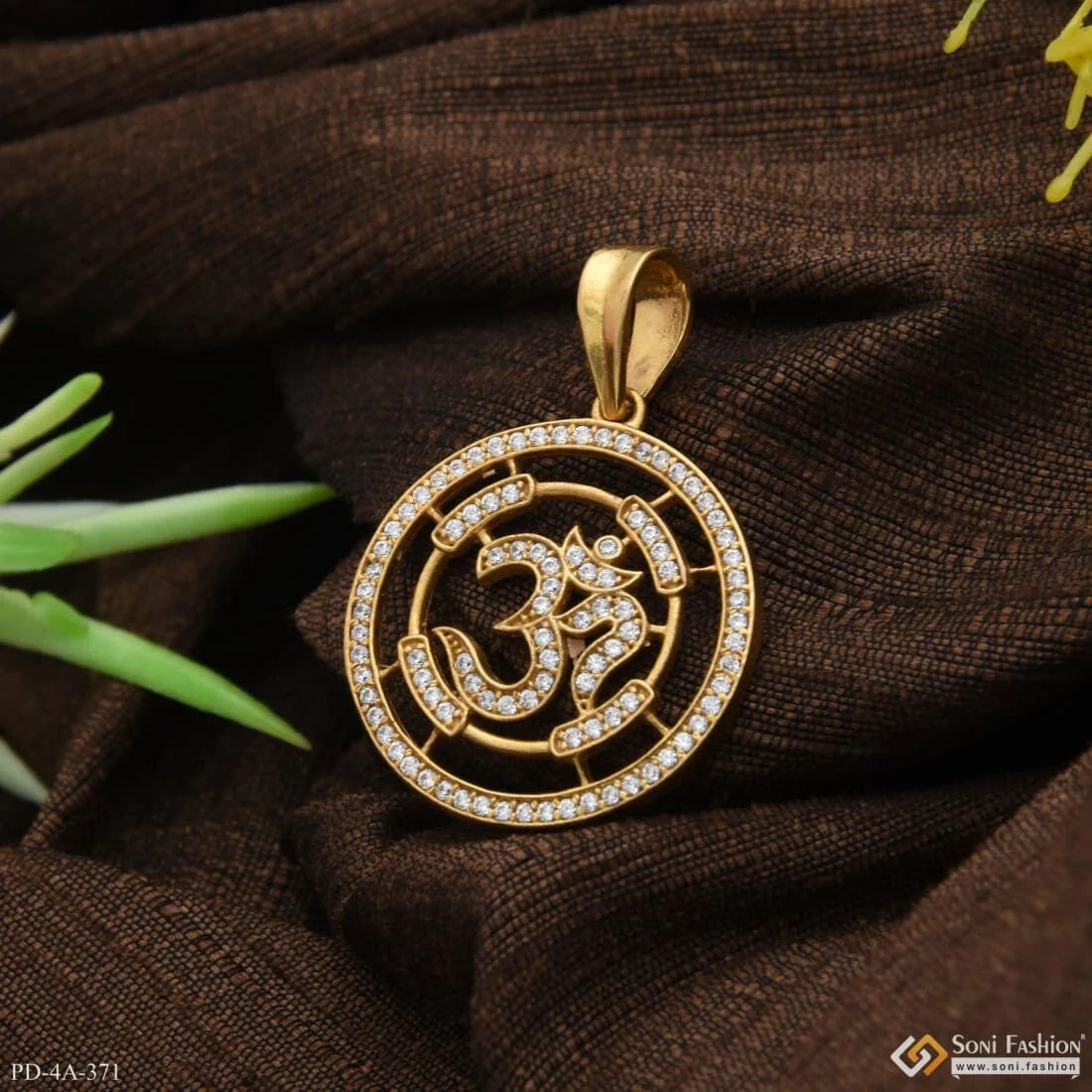 Om With Diamond Casual Design Gold Plated Pendant For Men - Style A371 - Image 4