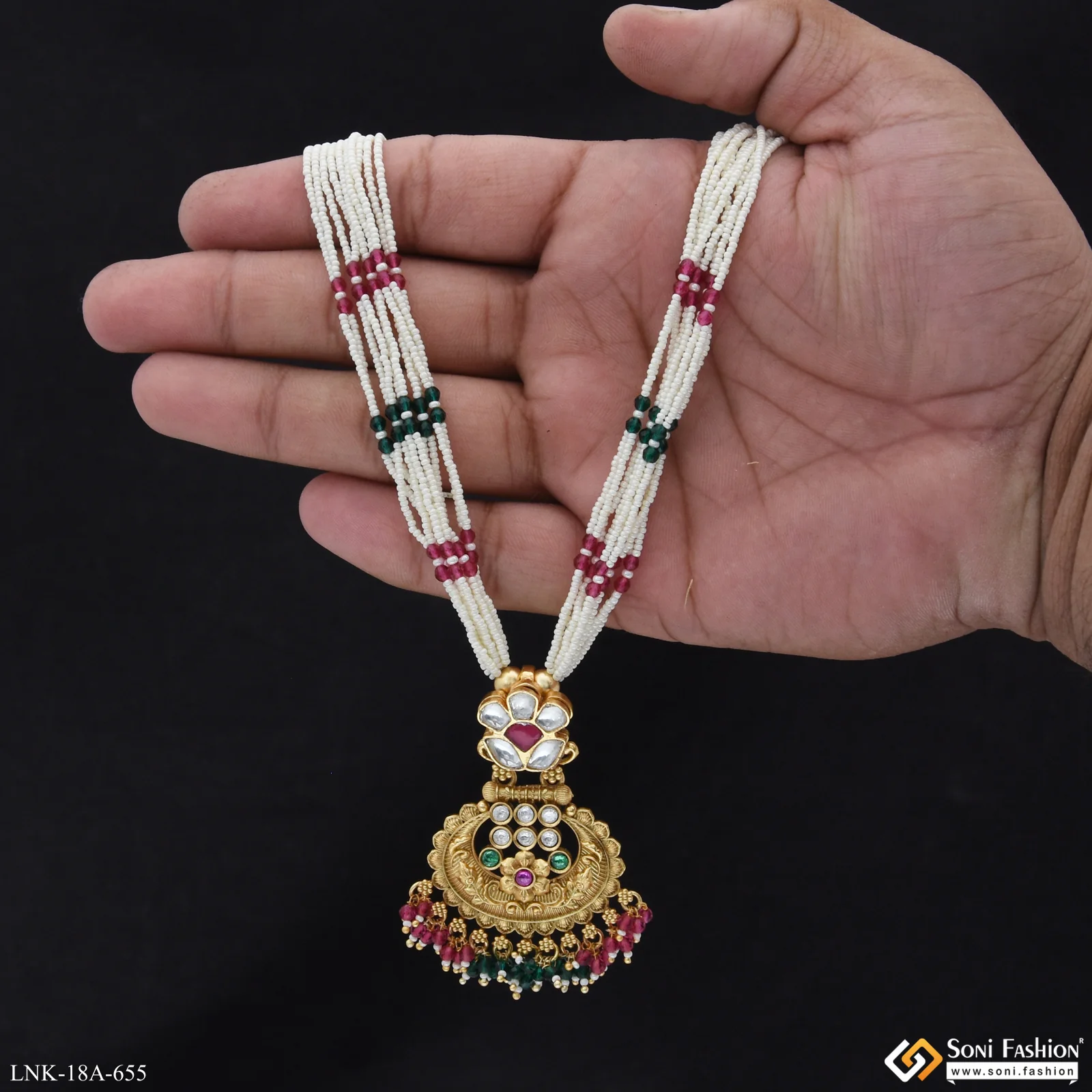Opulent Design Gold Plated Antique Necklace for Women - Style A655 - Image 2