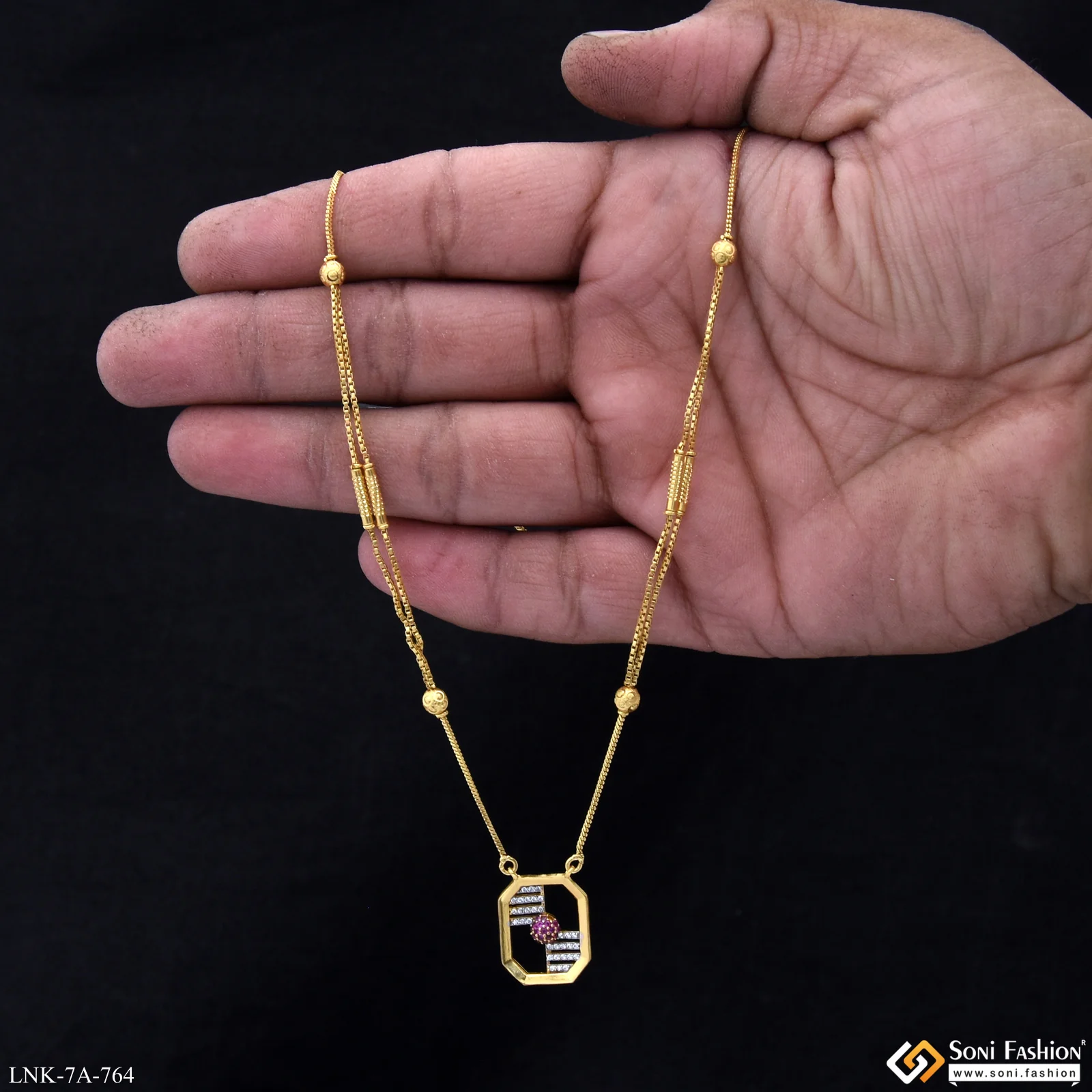 Opulent Design Gold Plated Chain Pendant for Ladies - Style A764 - Image 2