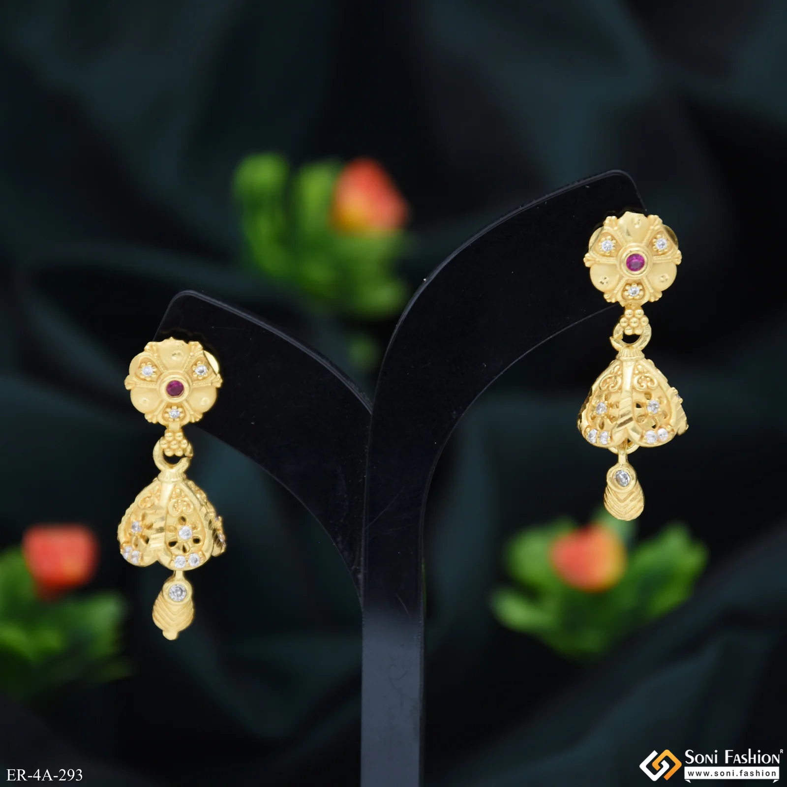 Opulent Design Gold Plated Earrings for Ladies - Style A293