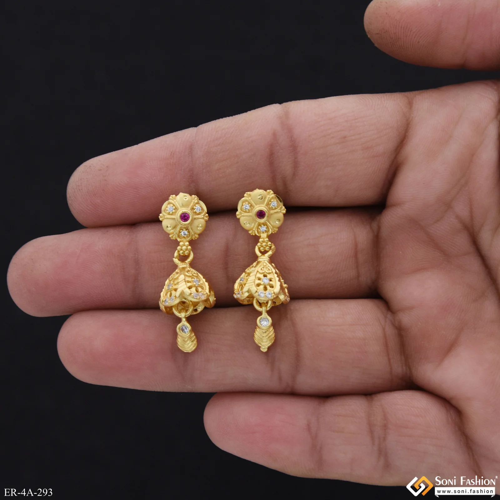 Opulent Design Gold Plated Earrings for Ladies - Style A293 - Image 2