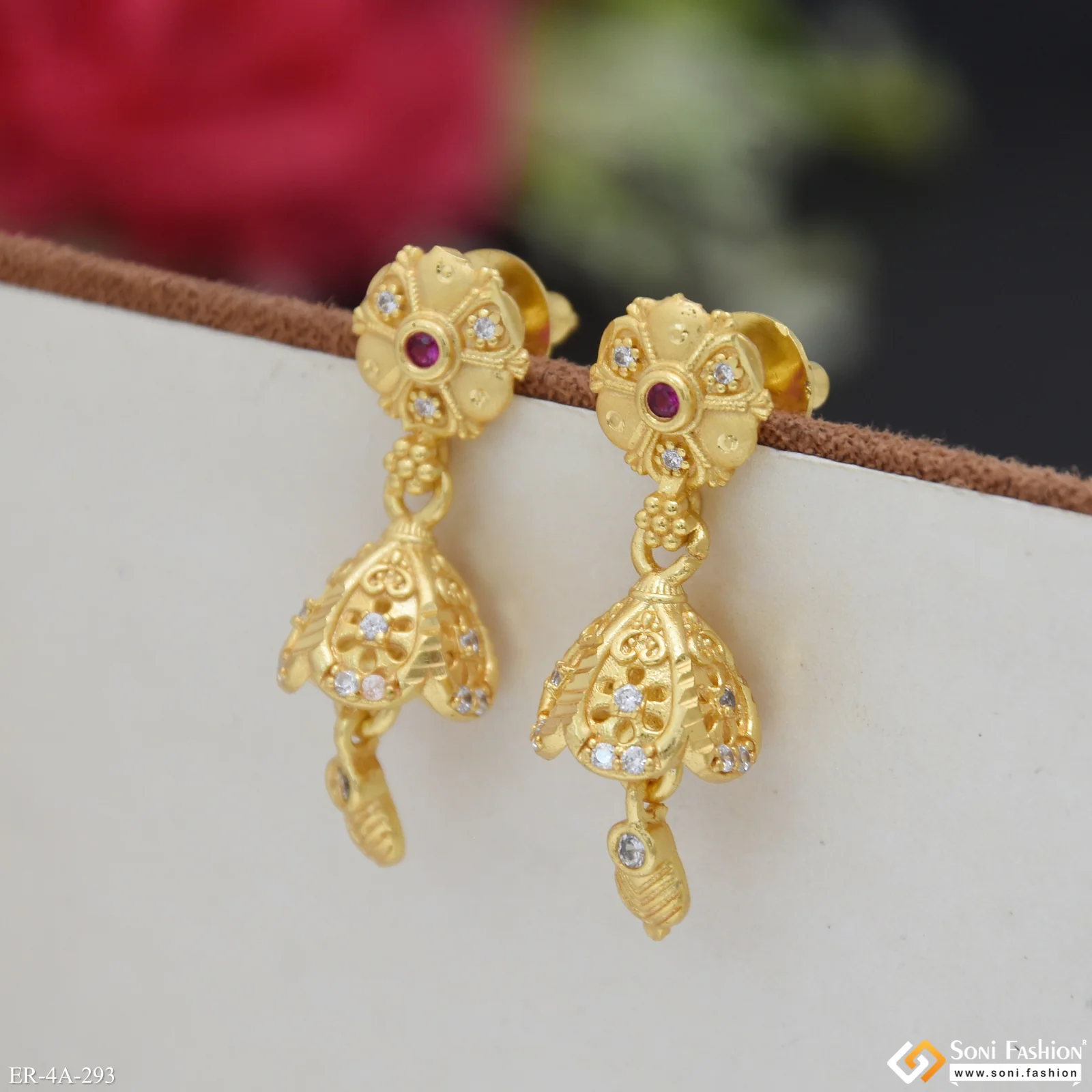 Opulent Design Gold Plated Earrings for Ladies - Style A293 - Image 4
